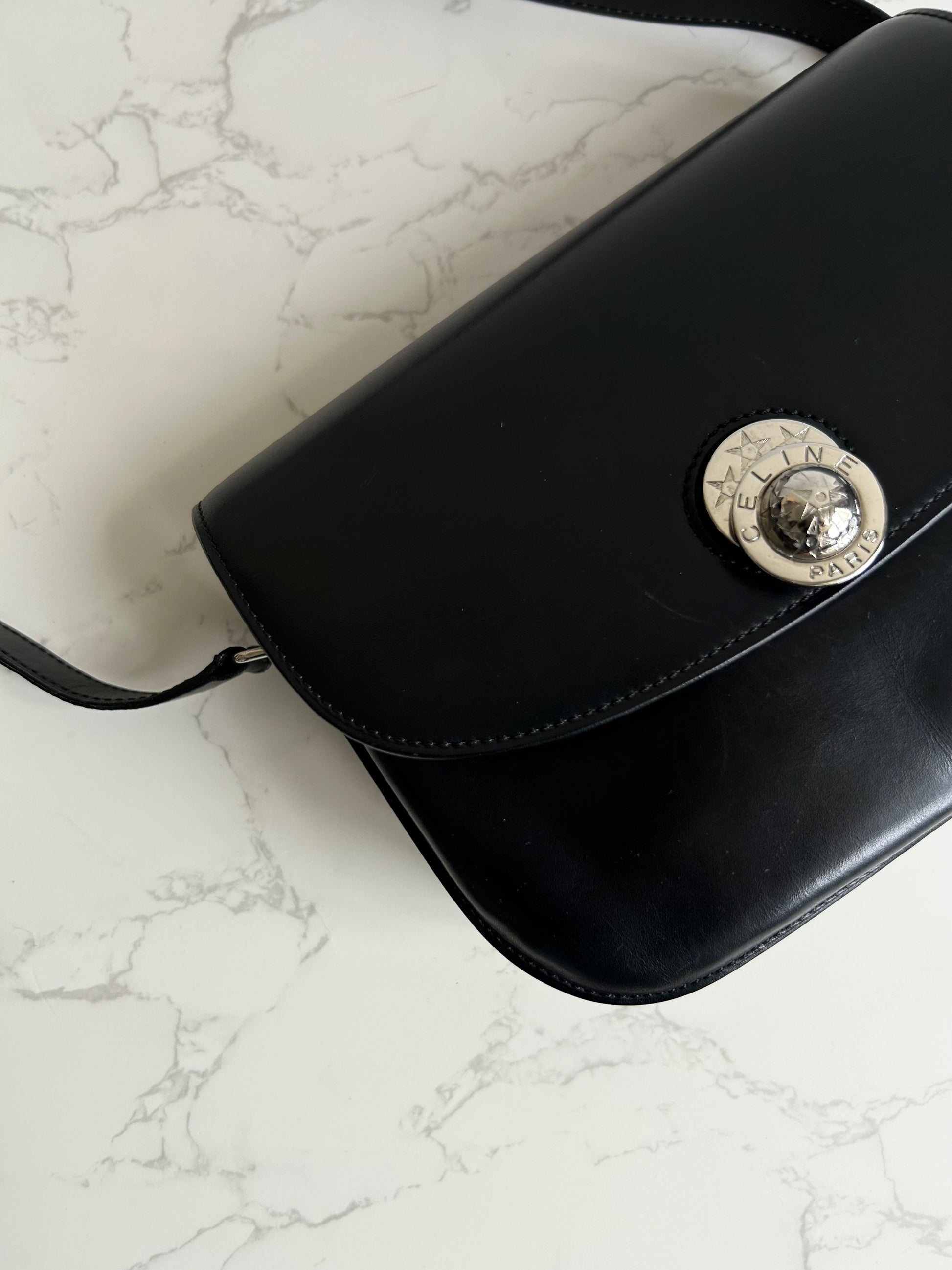 CELINE Rare Moving Planet Black Tofu Side Bag/Slant Bag