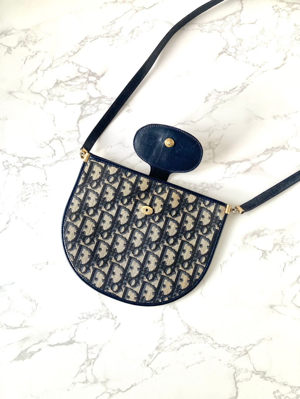 CHRISTIAN DIOR Navy Trotter Mini Bobby Crossbody Bag