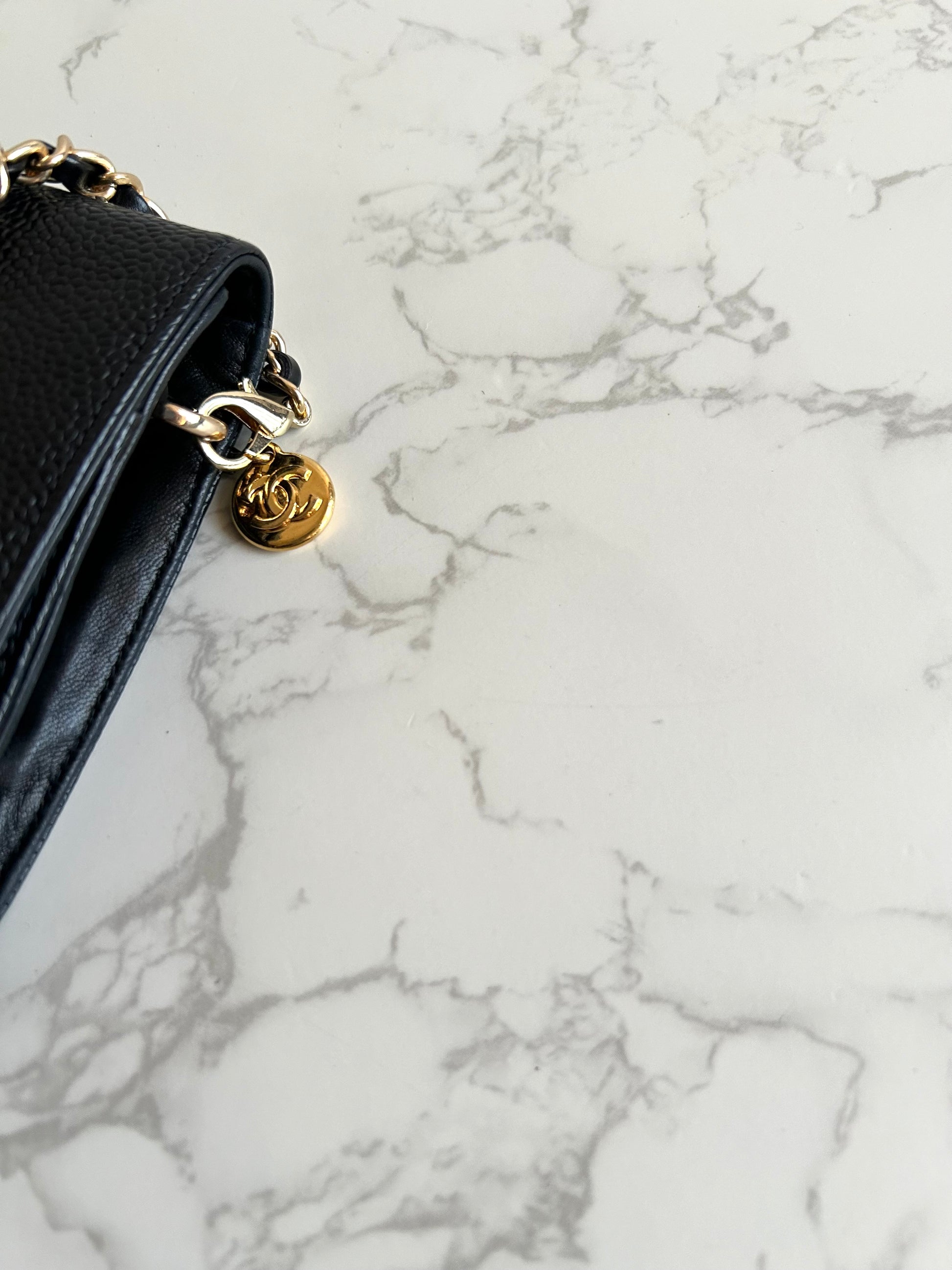 CHANEL Rare Black Caviar Chain WOC/Side Bag/Messenger Bag