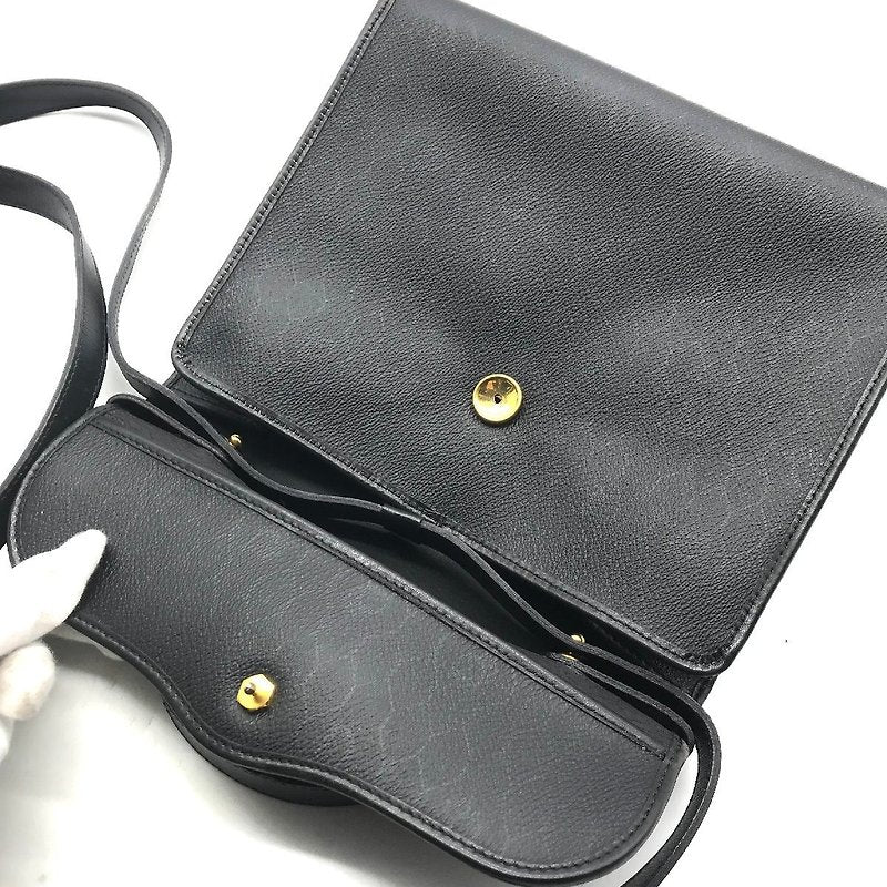 CHRISTIAN DIOR Rare Black Kelly Leather Side Bag/Messenger Bag/Handbag - Japanese Second-hand Vintage