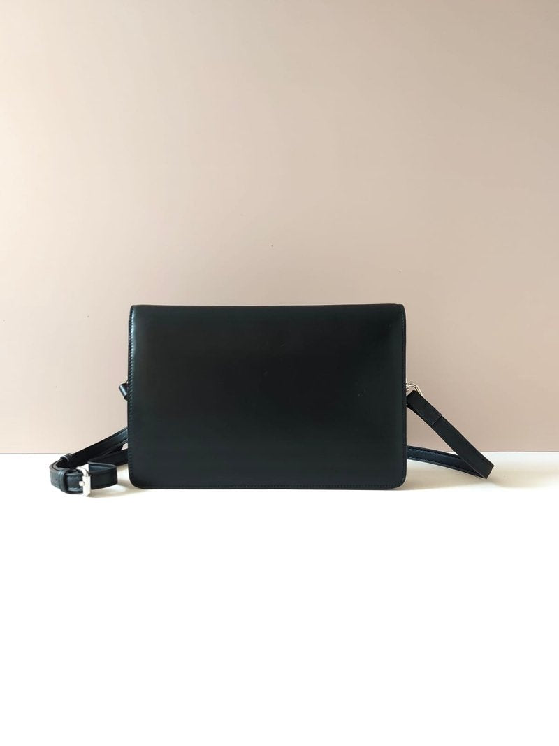 CELINE black silver ring envelope box small clutch/side bag/crossbody bag