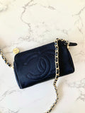 CHANEL Rare Black Satin Chain Small Bag/Side Bag/Messenger Bag/Clutch Bag - Japanese Second-hand Vintage