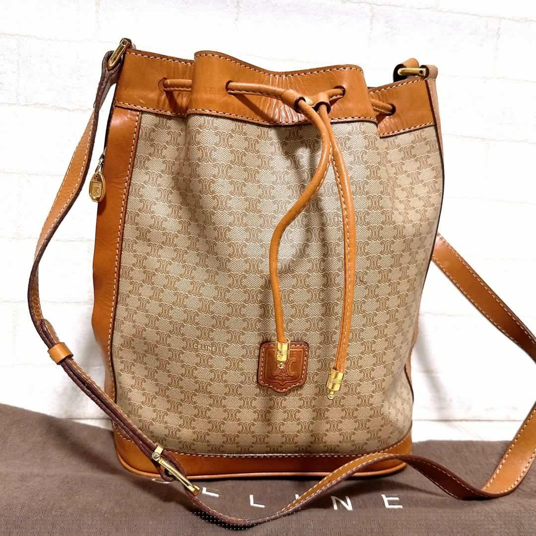 Celine Macadam Vintage Bucket Bag / Shoulder Bag / Crossbody Bag