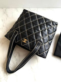 Chanel Vivian Wild Stitch Black and White Leather Tote Shoulder Bag