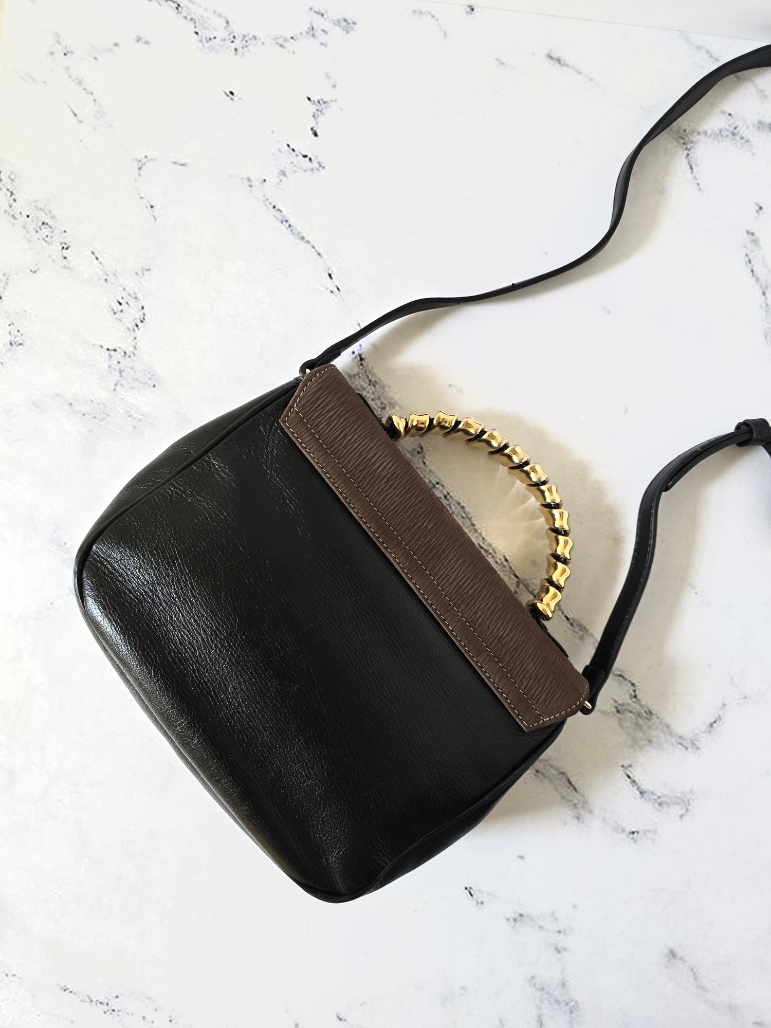 Loewe 拼色蛇骨凱莉包 中古包 側背包 斜背包 皮革包 單肩包