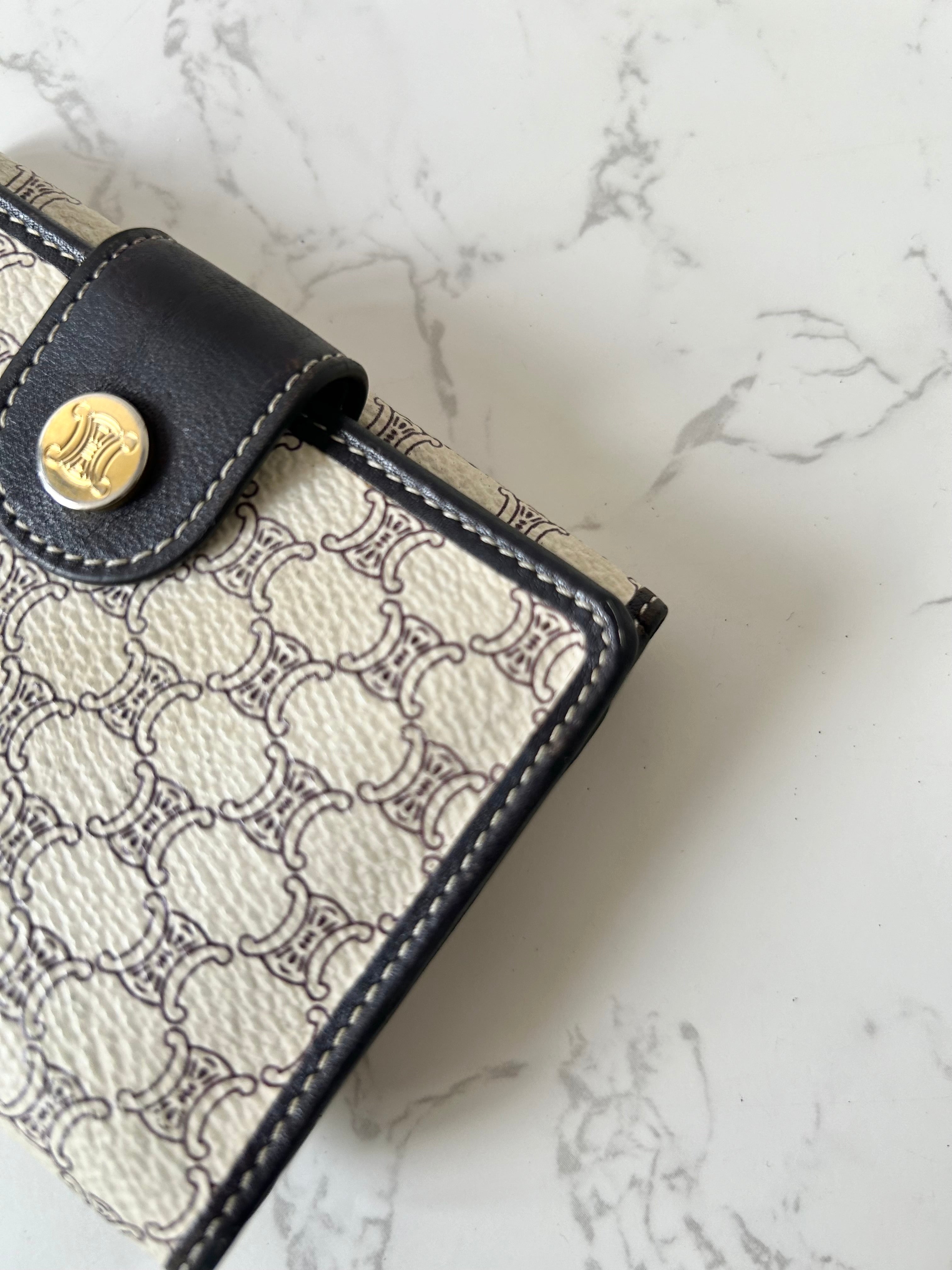 CELINE black and white monogram Arc de Triomphe monogram short wallet/wallet/wallet