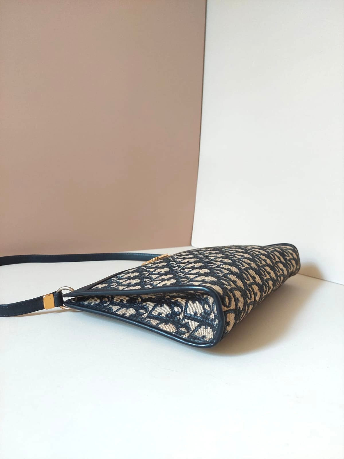 CHRISTIAN DIOR dark blue monogram shoulder bag / side bag
