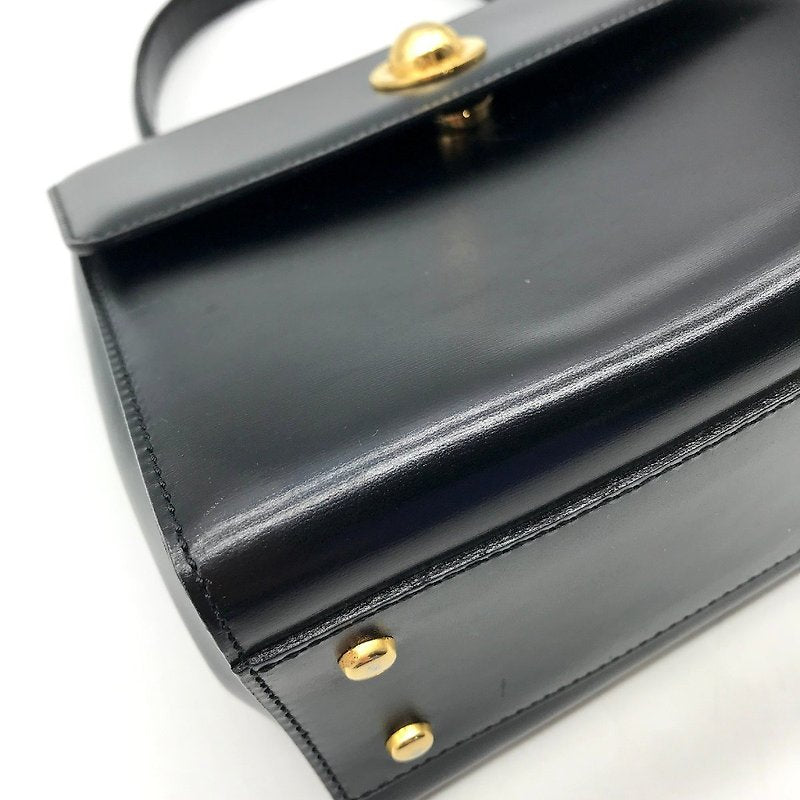 CELINE Rare Planet Black Gold Leather Kelly Handbag/Handbag
