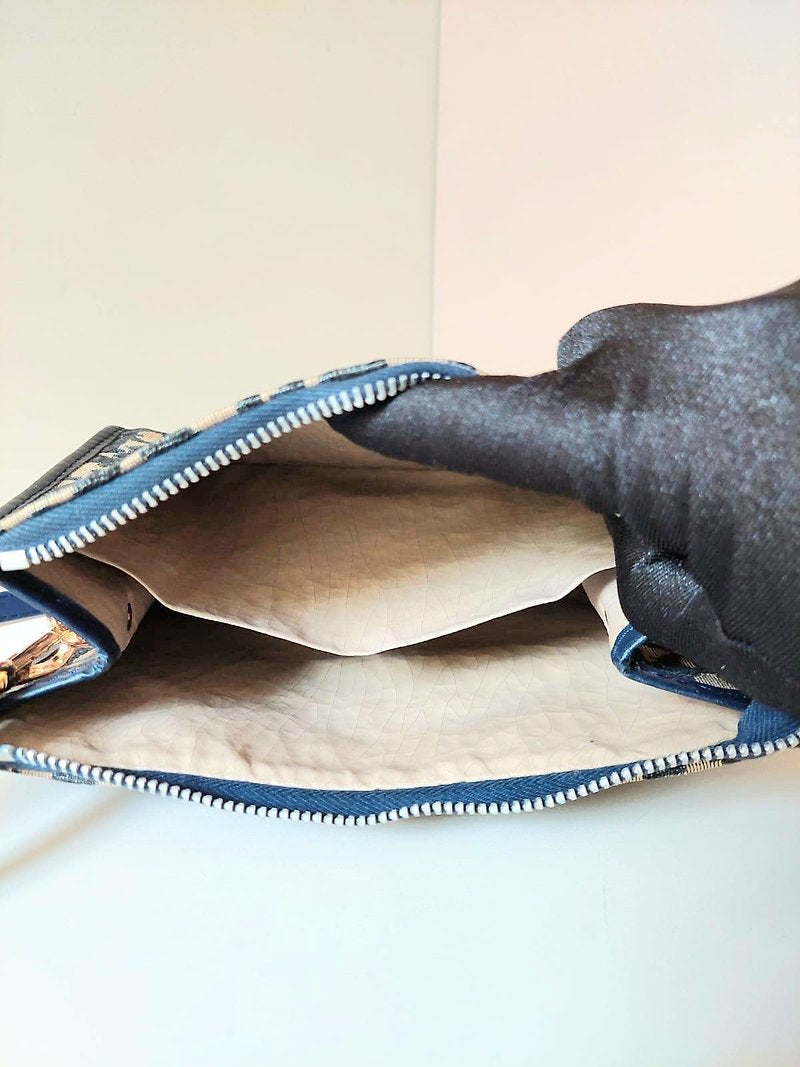 CHRISTIAN DIOR dark blue monogram shoulder bag/side bag/oblique bag - Japanese second-hand Vintage
