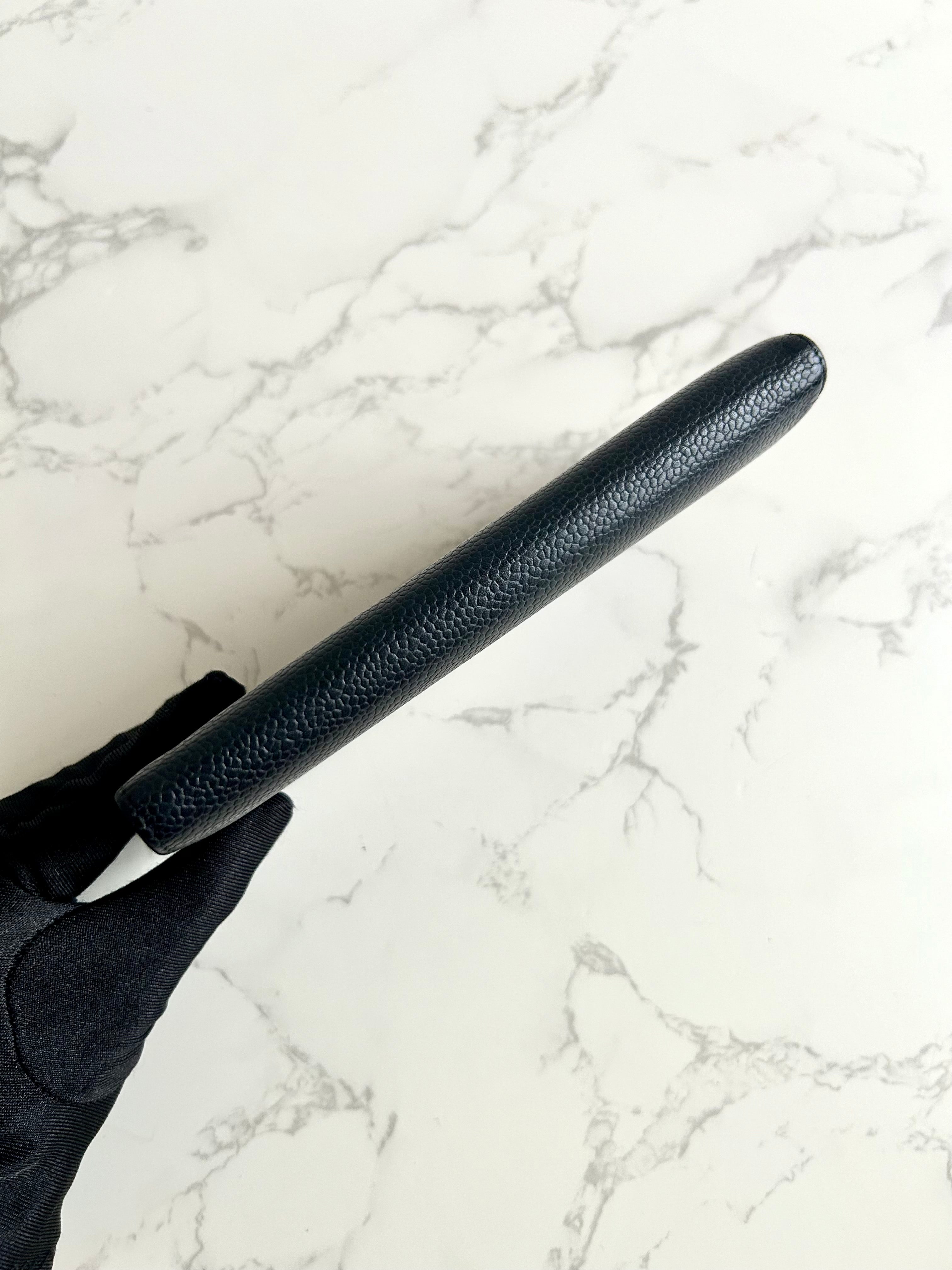 CHANEL Black Classic Caviar Leather Long Wallet/Wallet