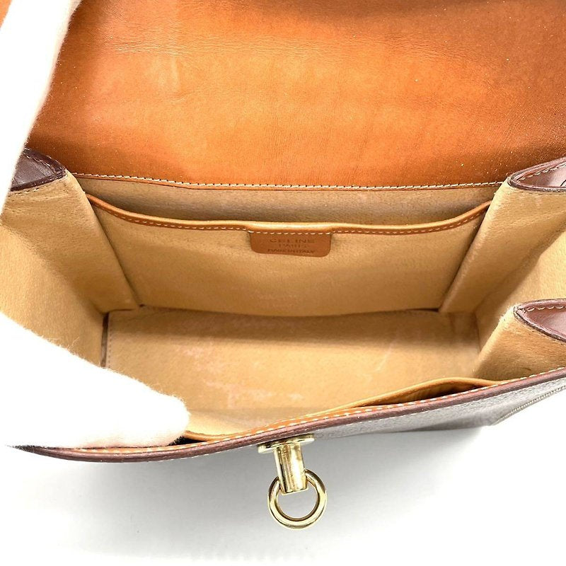 CELINE Brown Old Flower Leather Gold Buckle Small Envelope Box Small Bag/Side Bag/Messenger Bag - Japanese Second-hand Vintage