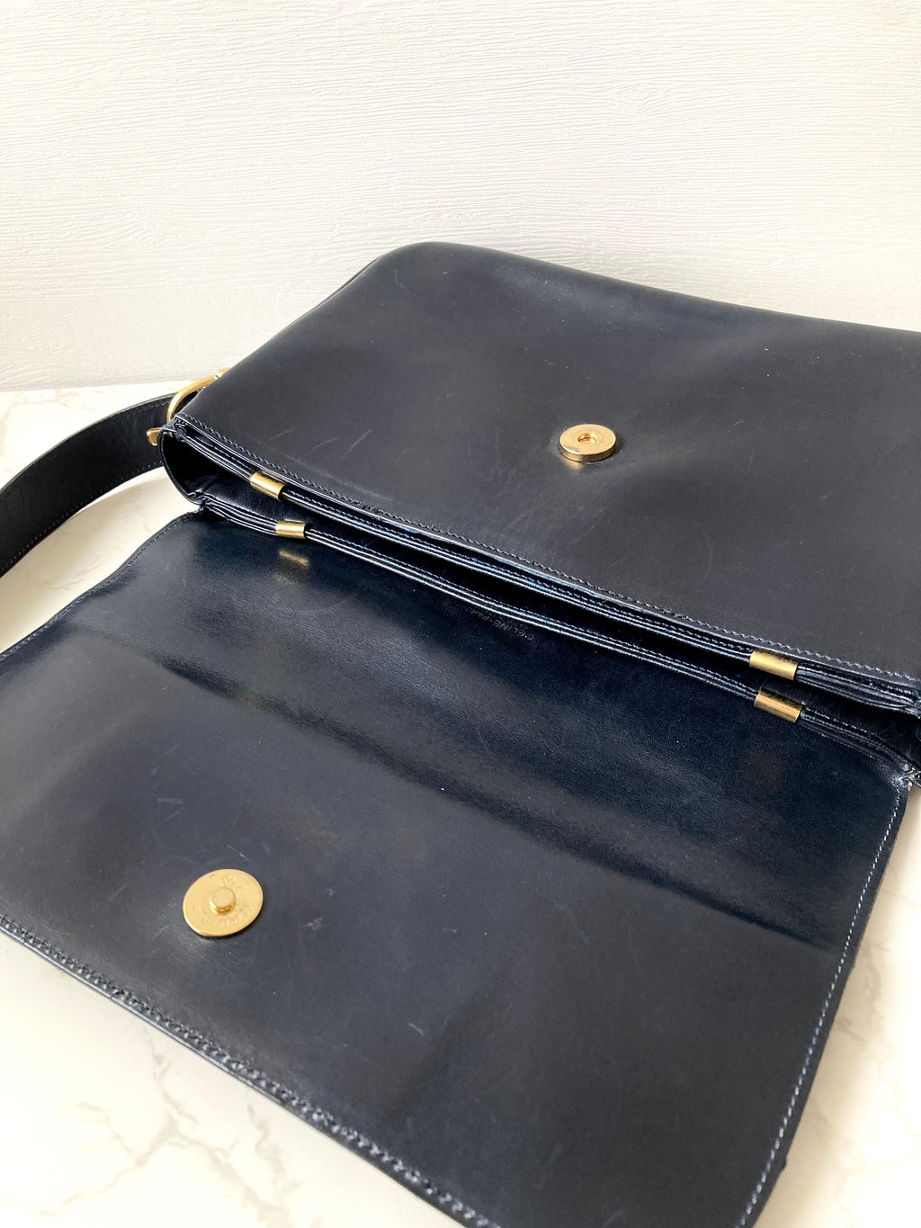 CELINE Black x Gold Horse Carriage Crossbody Bag