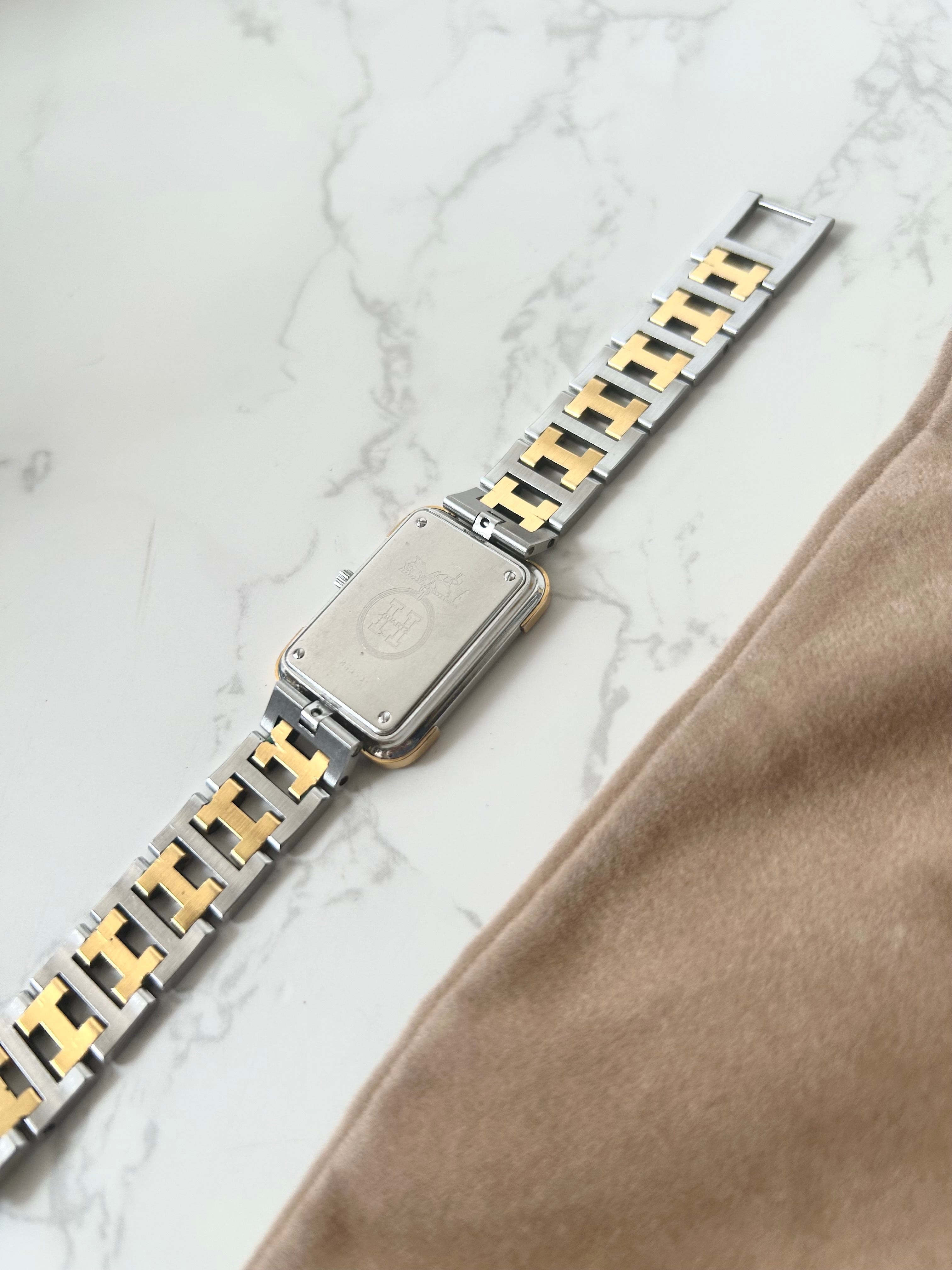 HERMES rare Croisiere gold and silver bracelet men's and women's watch