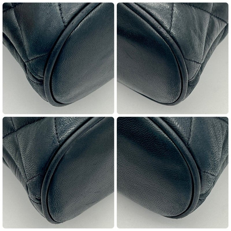 CHANEL black shell chain tote bag / side backpack