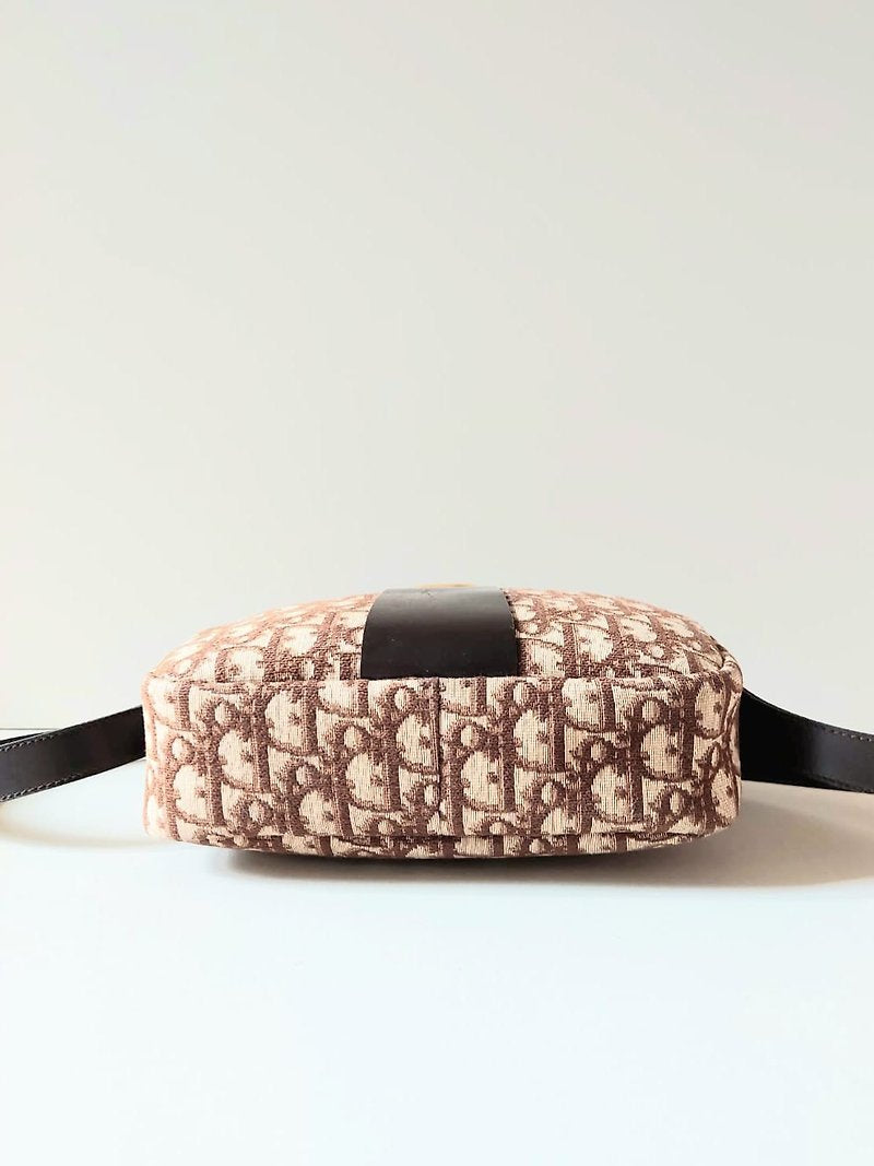 CHRISTIAN DIOR Burgundy old flower camera bag/shoulder bag/side bag/oblique bag