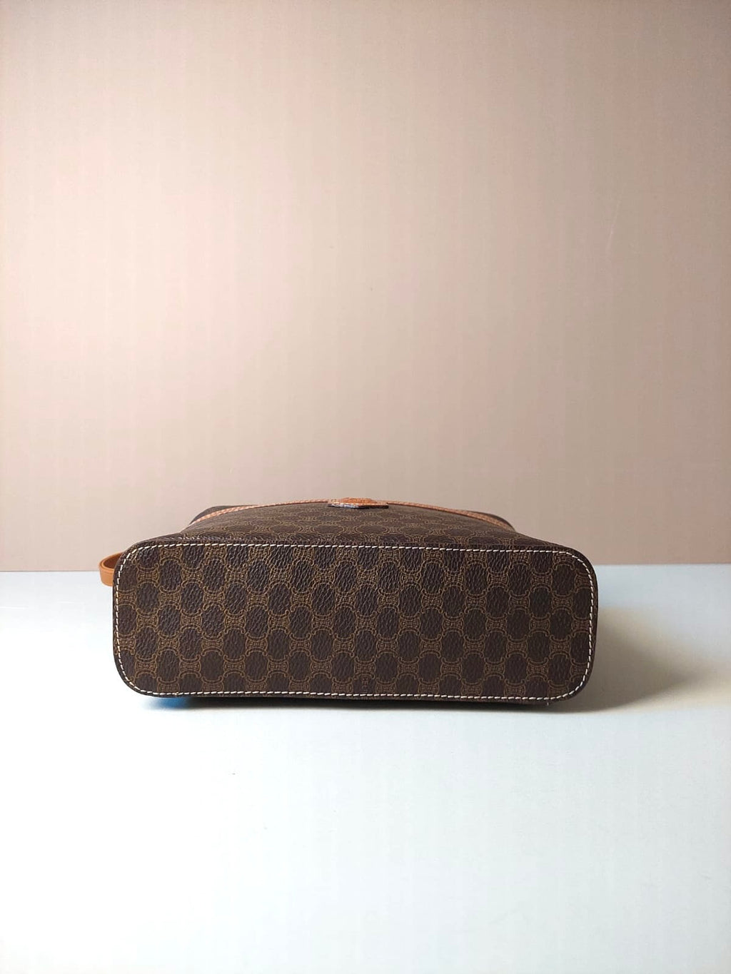 CELINE Brown Old Flower Leather Vanity Box Bag/Side Bag/Messenger Bag/Clutch Bag