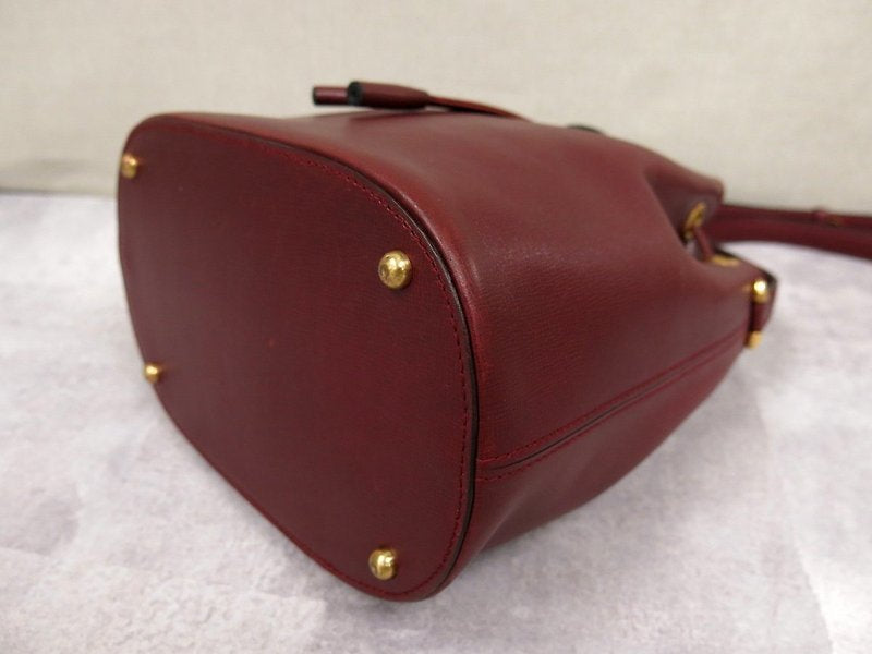 CARTIER Rare Burgundy Small Bucket Drawstring Bag/Side Bag/Messenger Bag