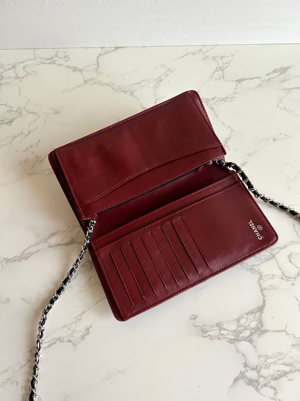 CHANEL Black Caviar Leather WOC Long Wallet / Side Bag / Crossbody Bag
