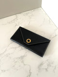 CELINE black gold ring leather long wallet / wallet