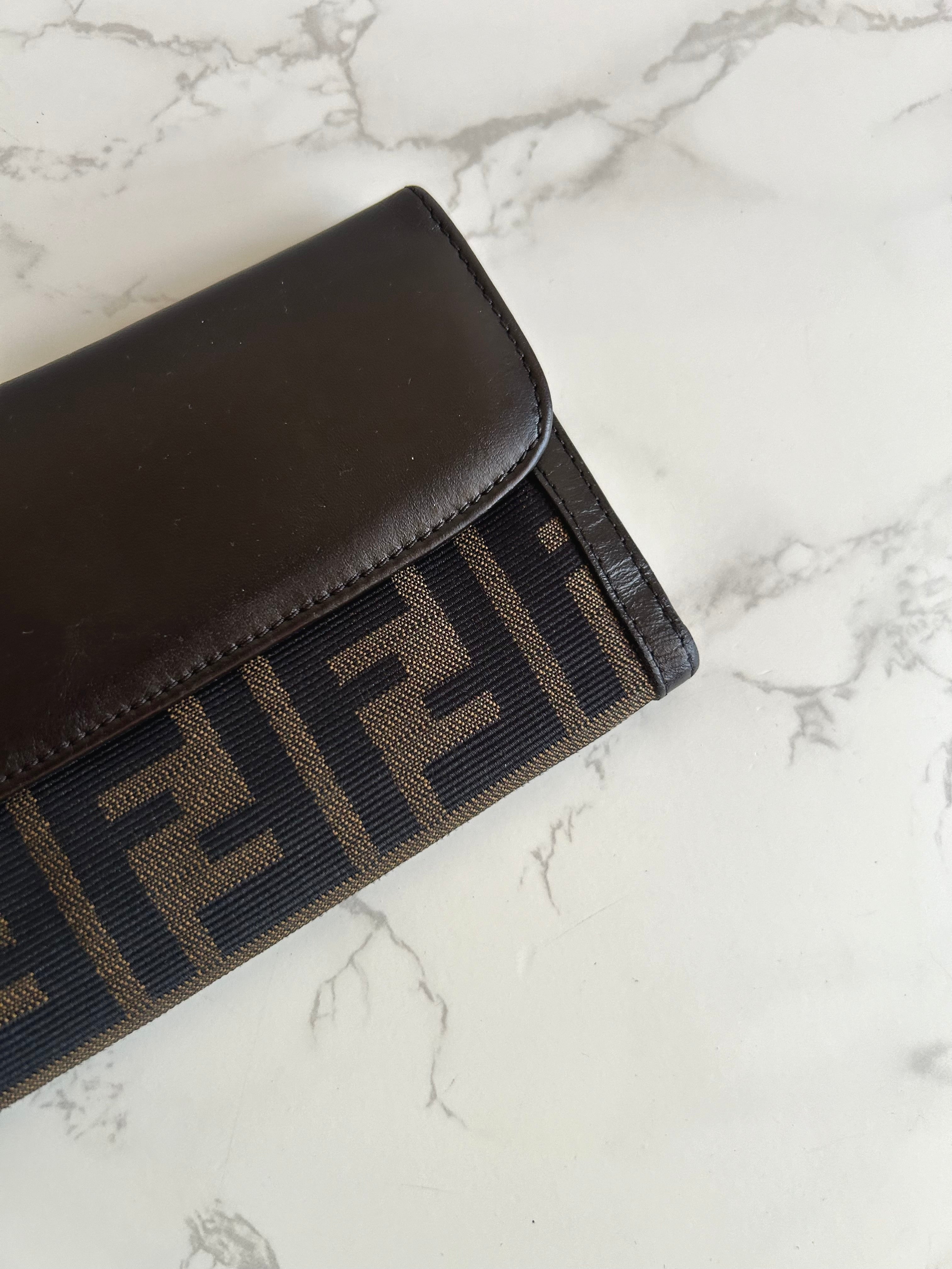 FENDI Zucchino Brown Monogram Long Wallet/Long Clip