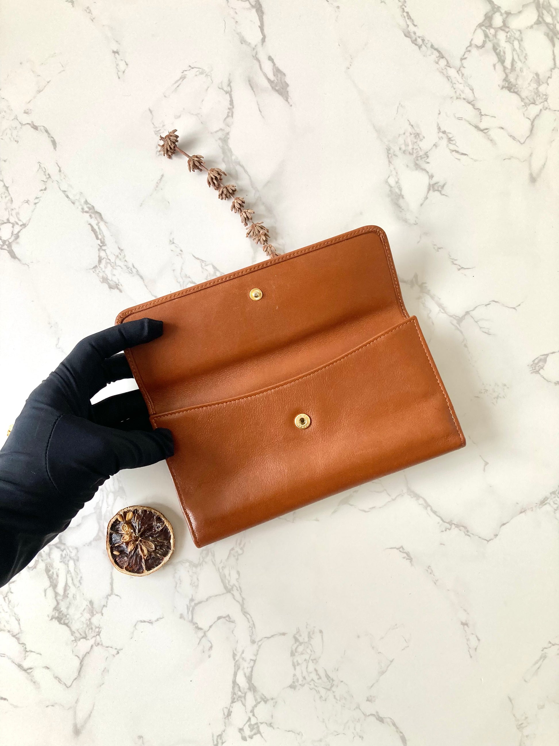 GUCCI Bamboo Caramel Brown Leather Long Bi-fold Wallet