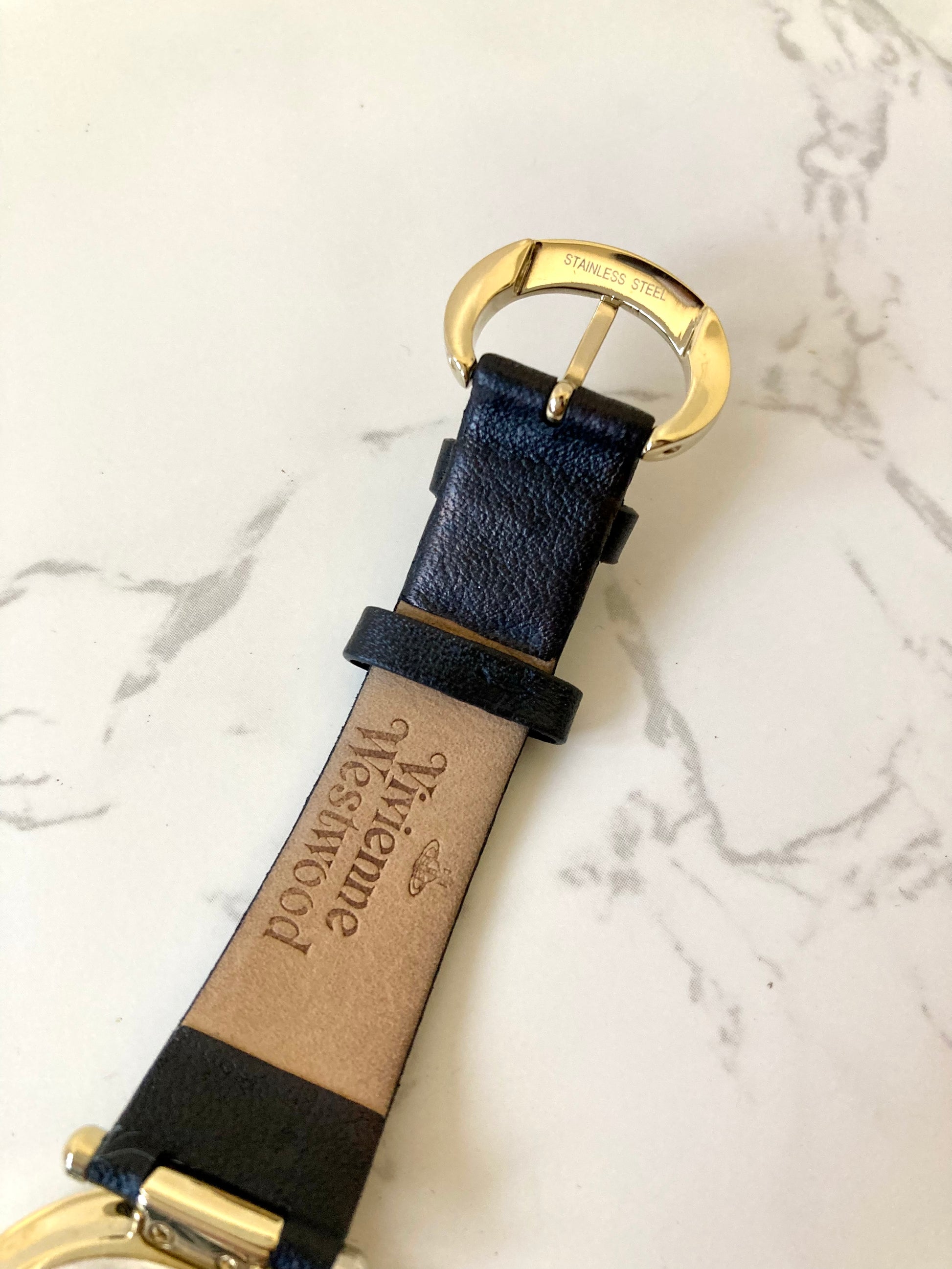 VIVIENNE WESTWOOD Black x Gold Unisex Quartz Watch with Planet Accessory