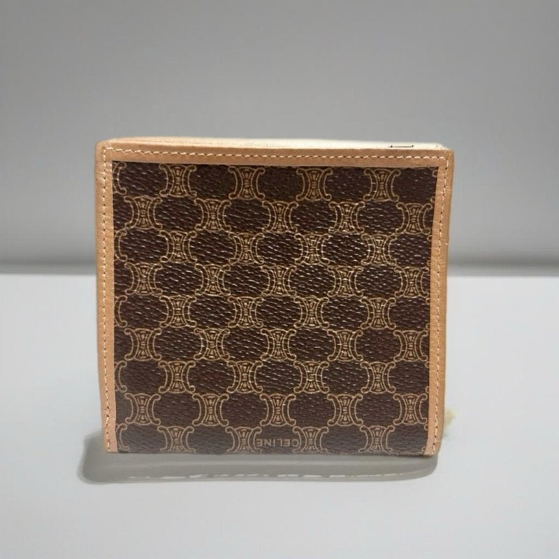 CELINE Brown Old Flower Arc de Triomphe Old Flower Short Wallet/Purse/Wallet