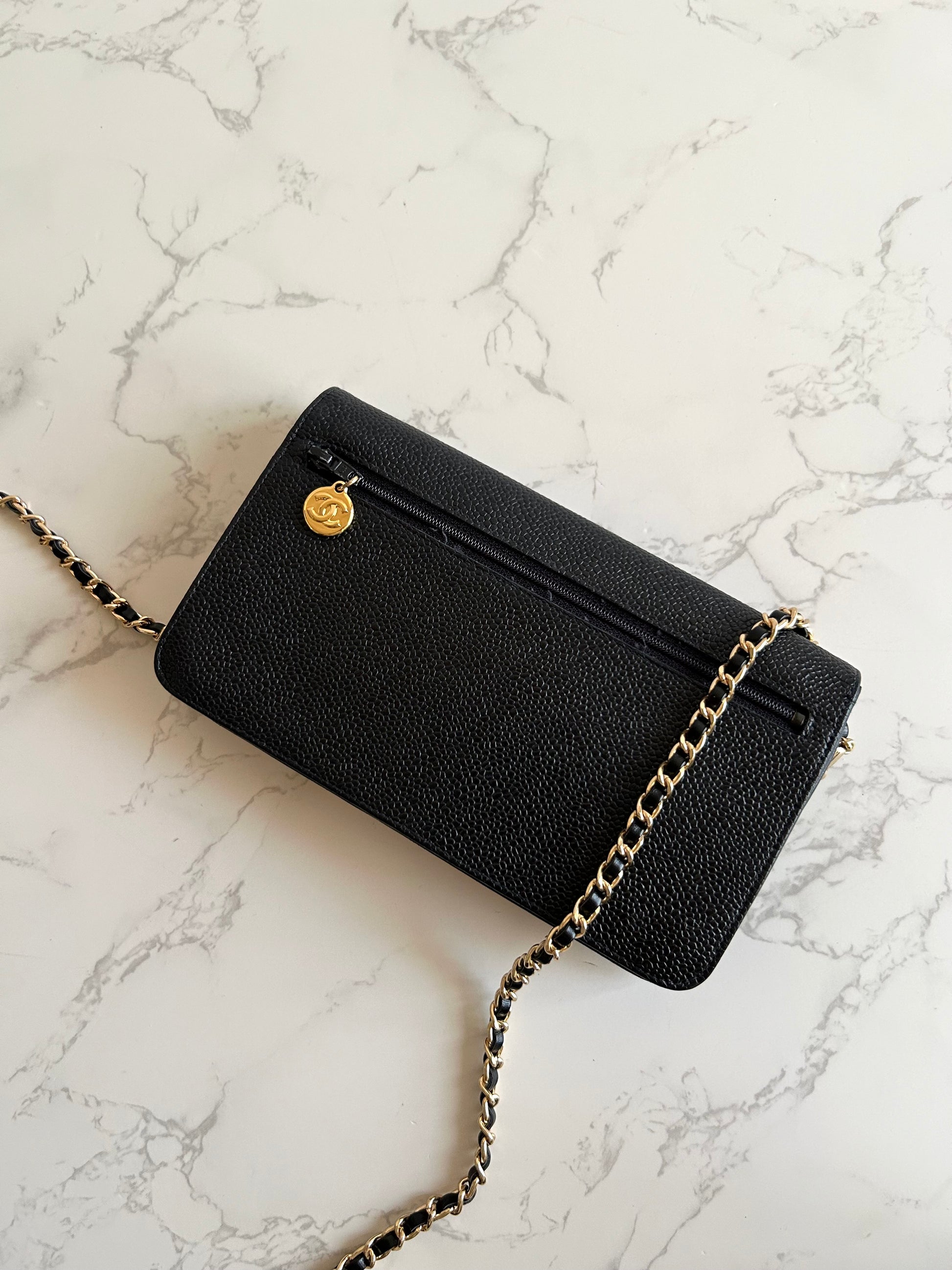 CHANEL Rare Black Caviar Chain WOC/Side Bag/Messenger Bag