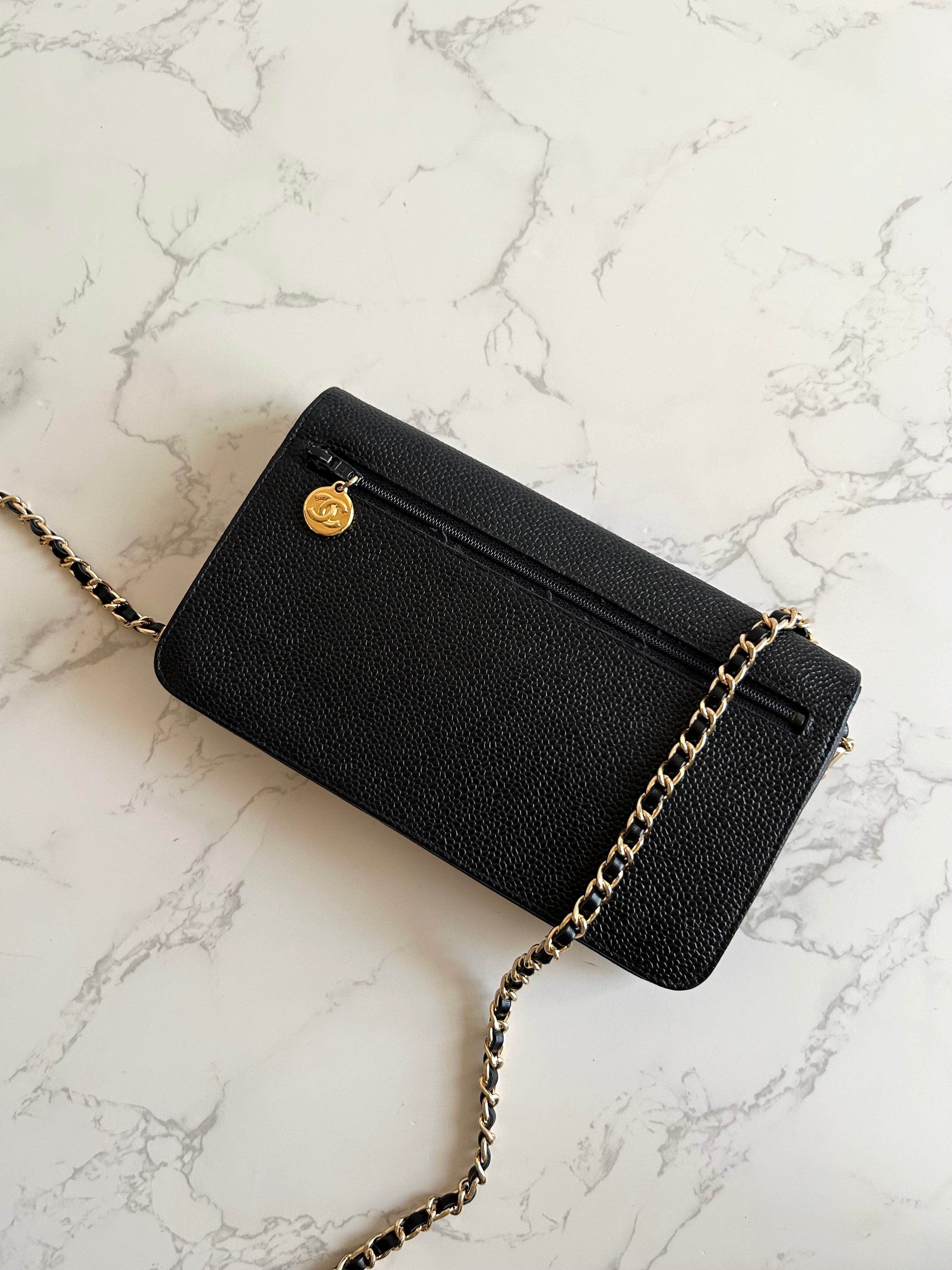 CHANEL Rare Black Caviar Chain WOC/Side Bag/Messenger Bag