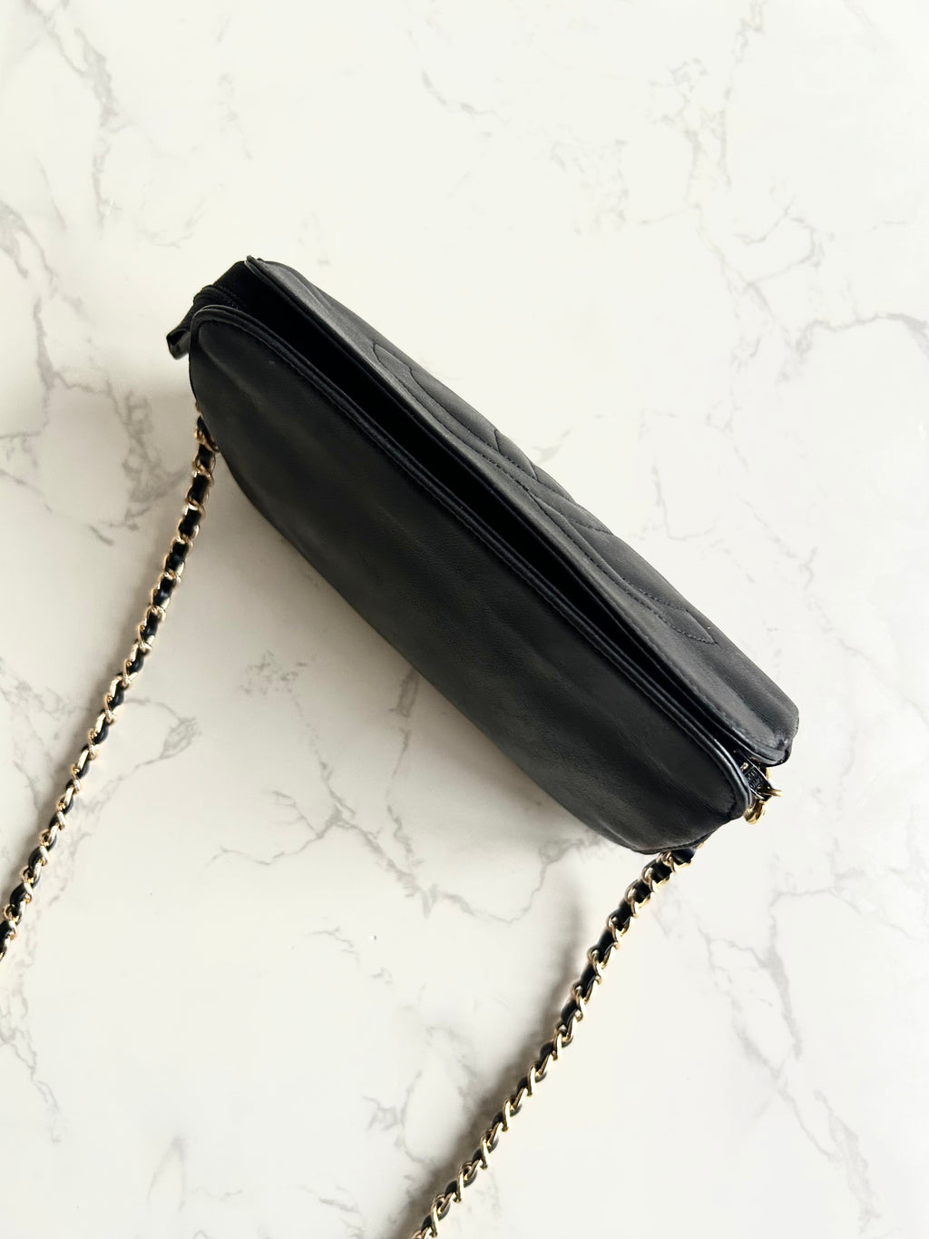 Chanel 黑色小羊皮革Cocomark斜背包/單肩包/側背包