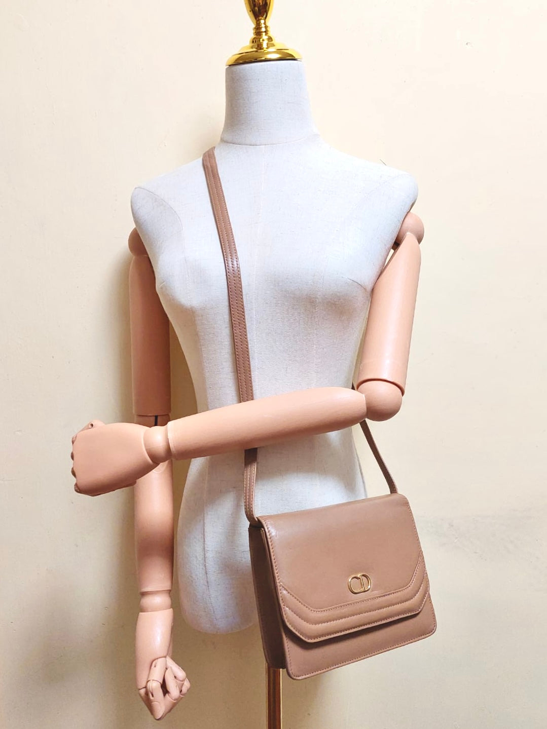 CHRISTIAN DIOR Beige CD Gold Label Envelope Small Shoulder Bag/Side Bag/Cross Bag - Japanese Second-hand Vintage