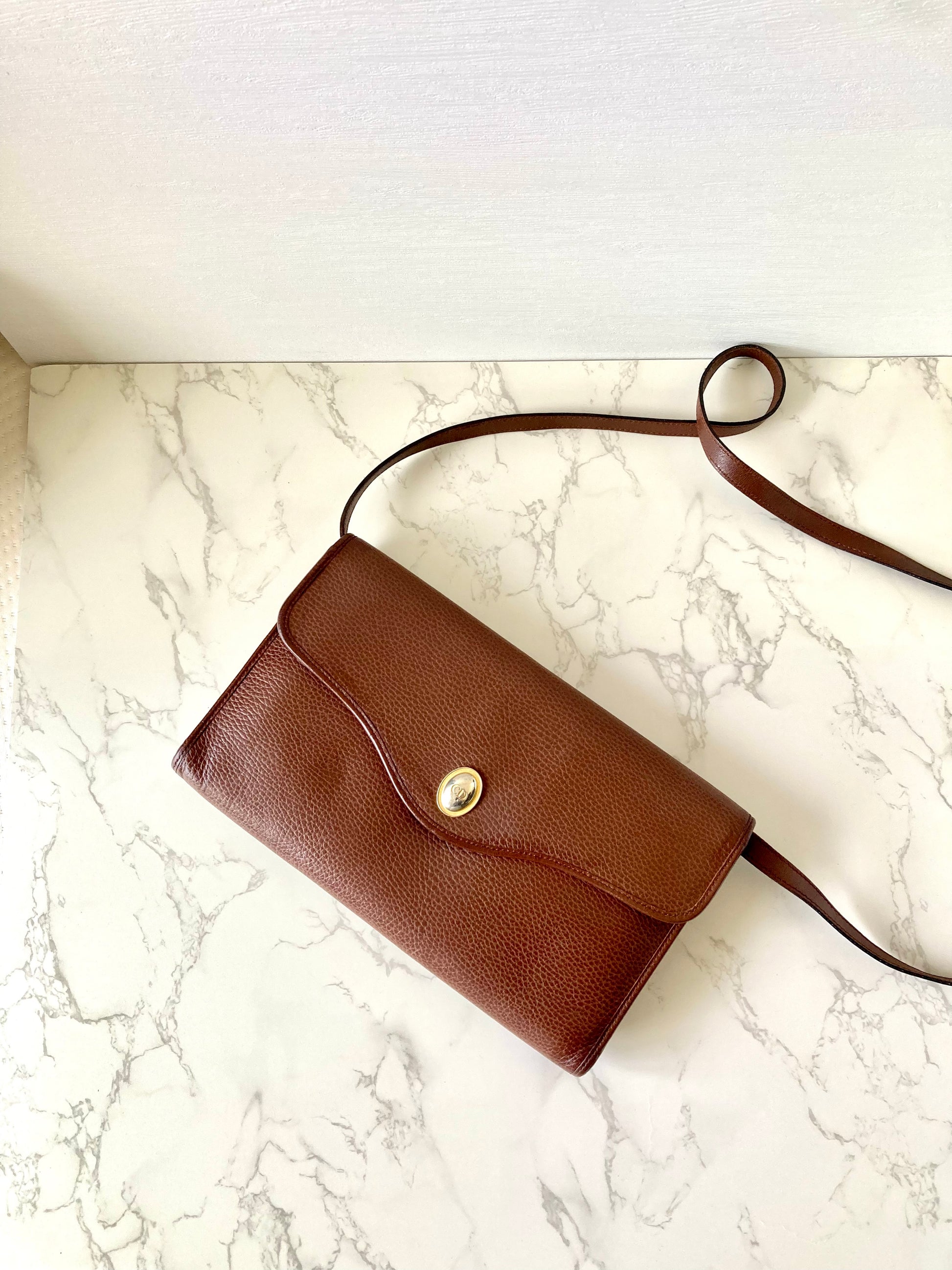 CHRISTIAN DIOR Rare Brown x Gold Egg Crossbody Bag