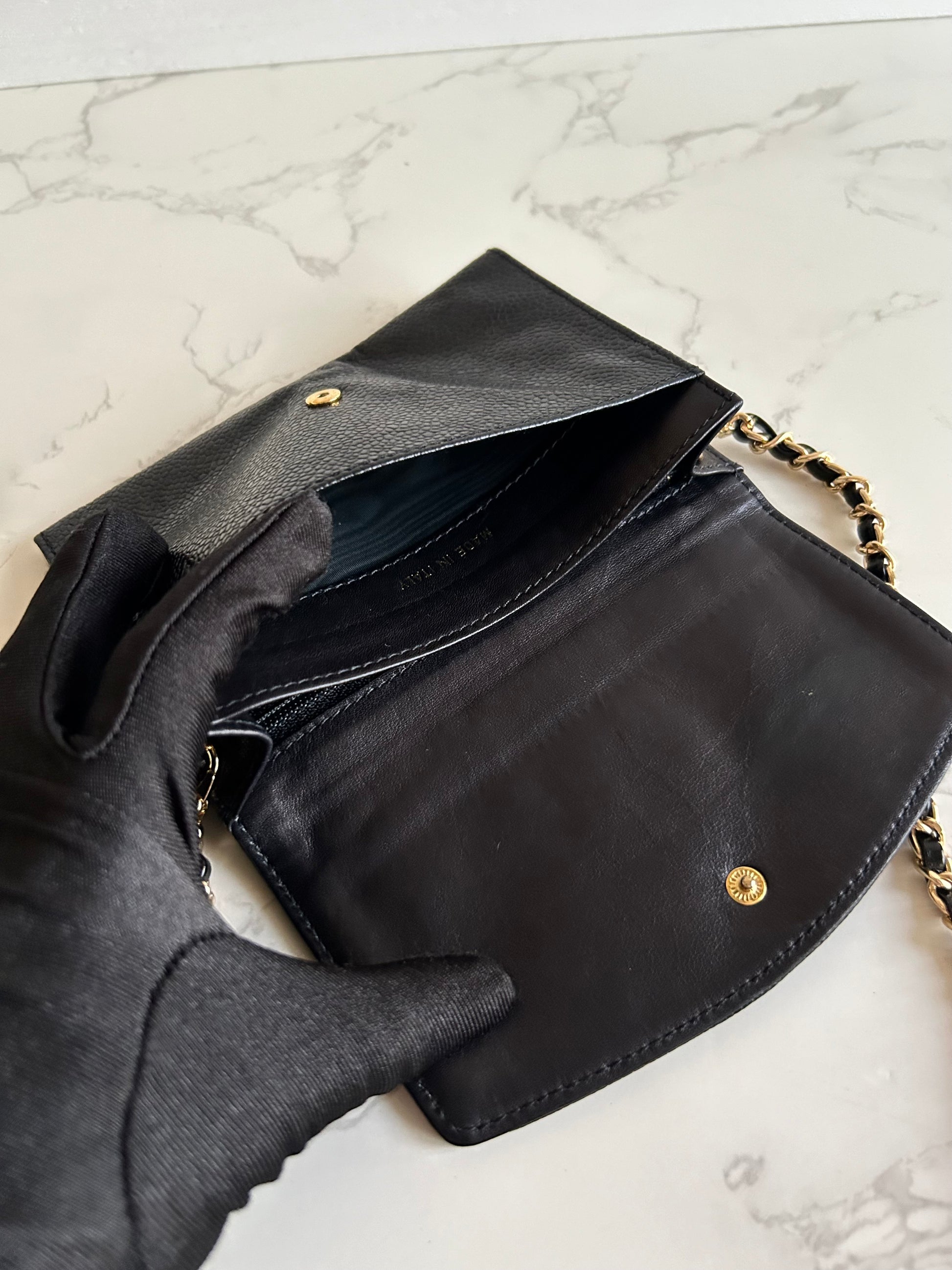 CHANEL Black Caviar WOC/Side Bag/Medium-Long Wallet
