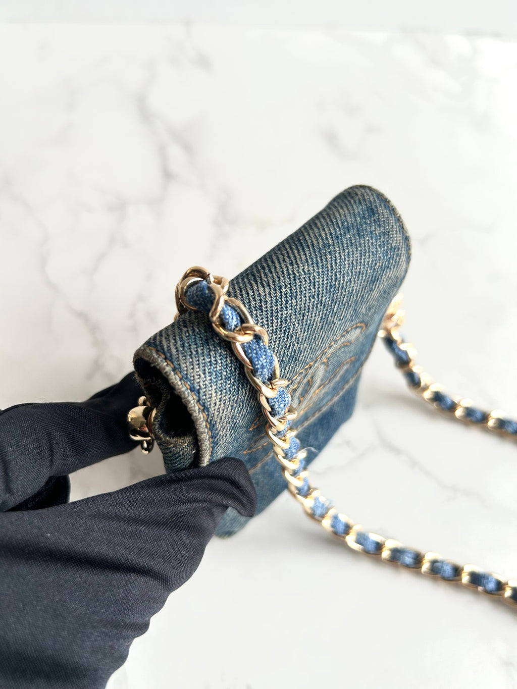 Chanel 牛仔布藍色斜背包 單肩包 側背包 中古包