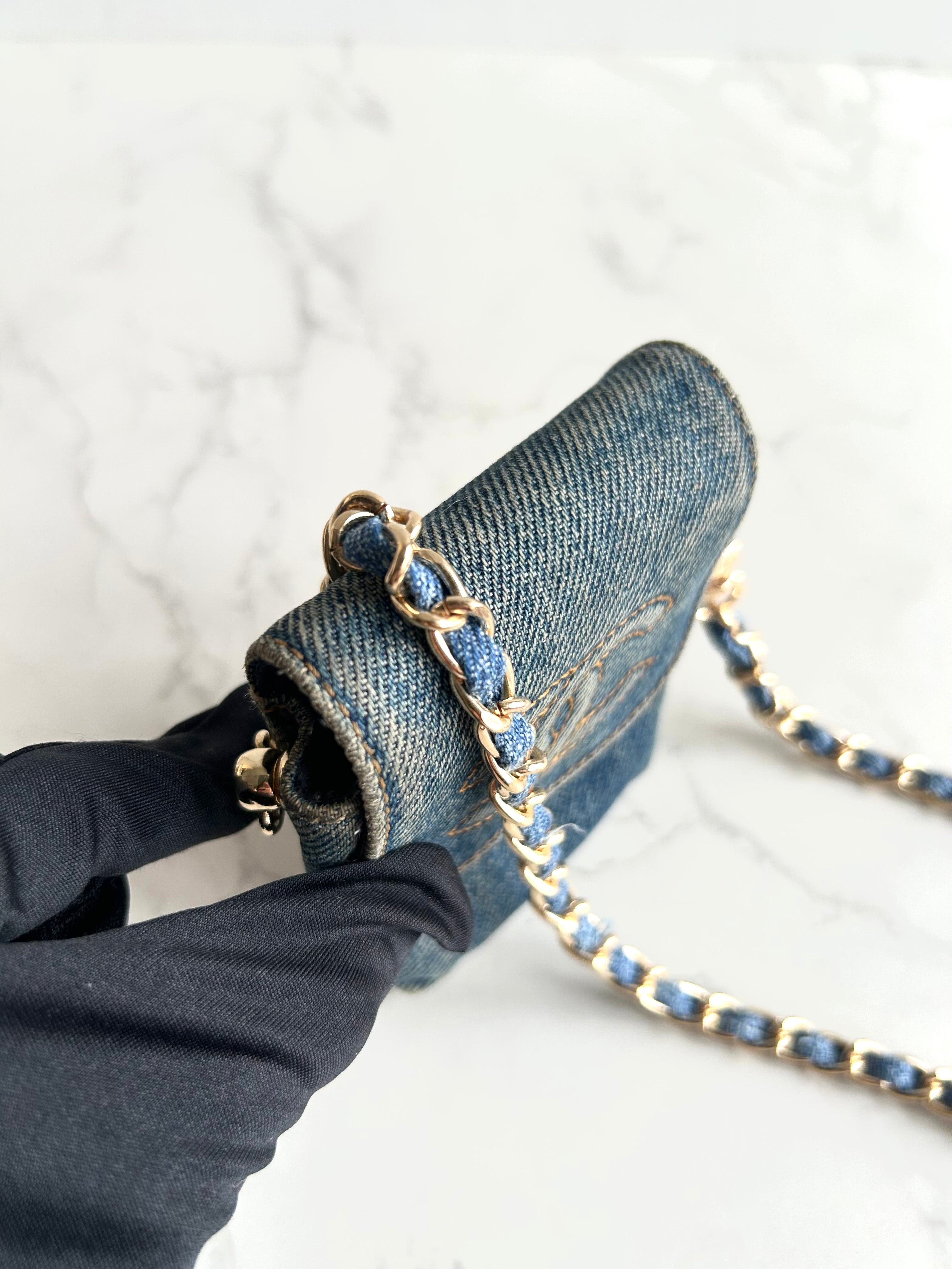 Chanel 牛仔布藍色斜背包 單肩包 側背包 中古包