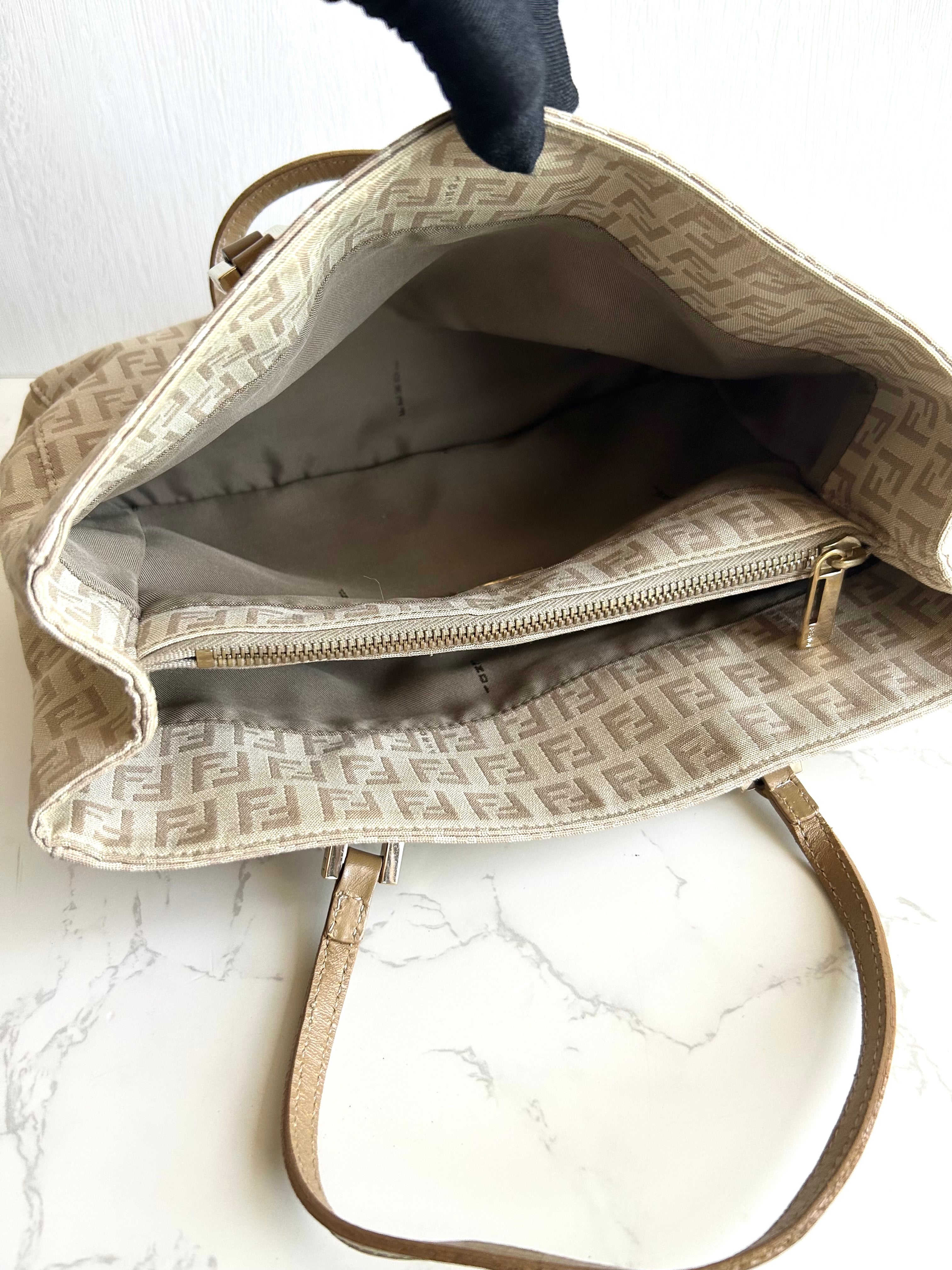FENDI Zucchino Milk Tea Color Monochrome Tote Bag/Side Bag