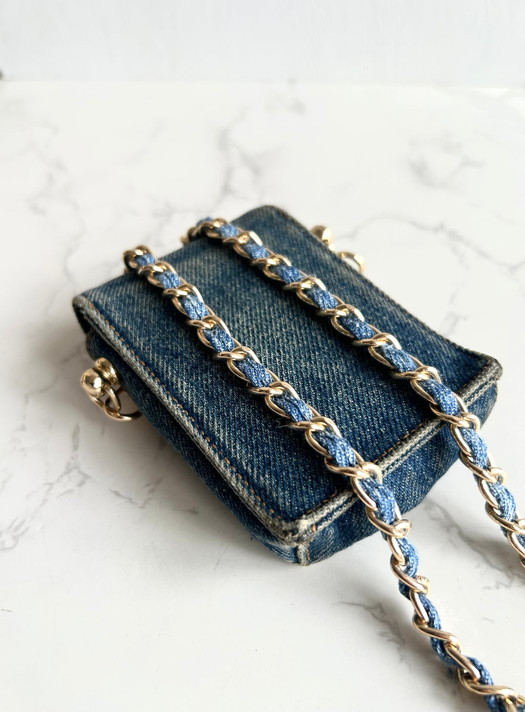 Chanel 牛仔布藍色斜背包 單肩包 側背包 中古包