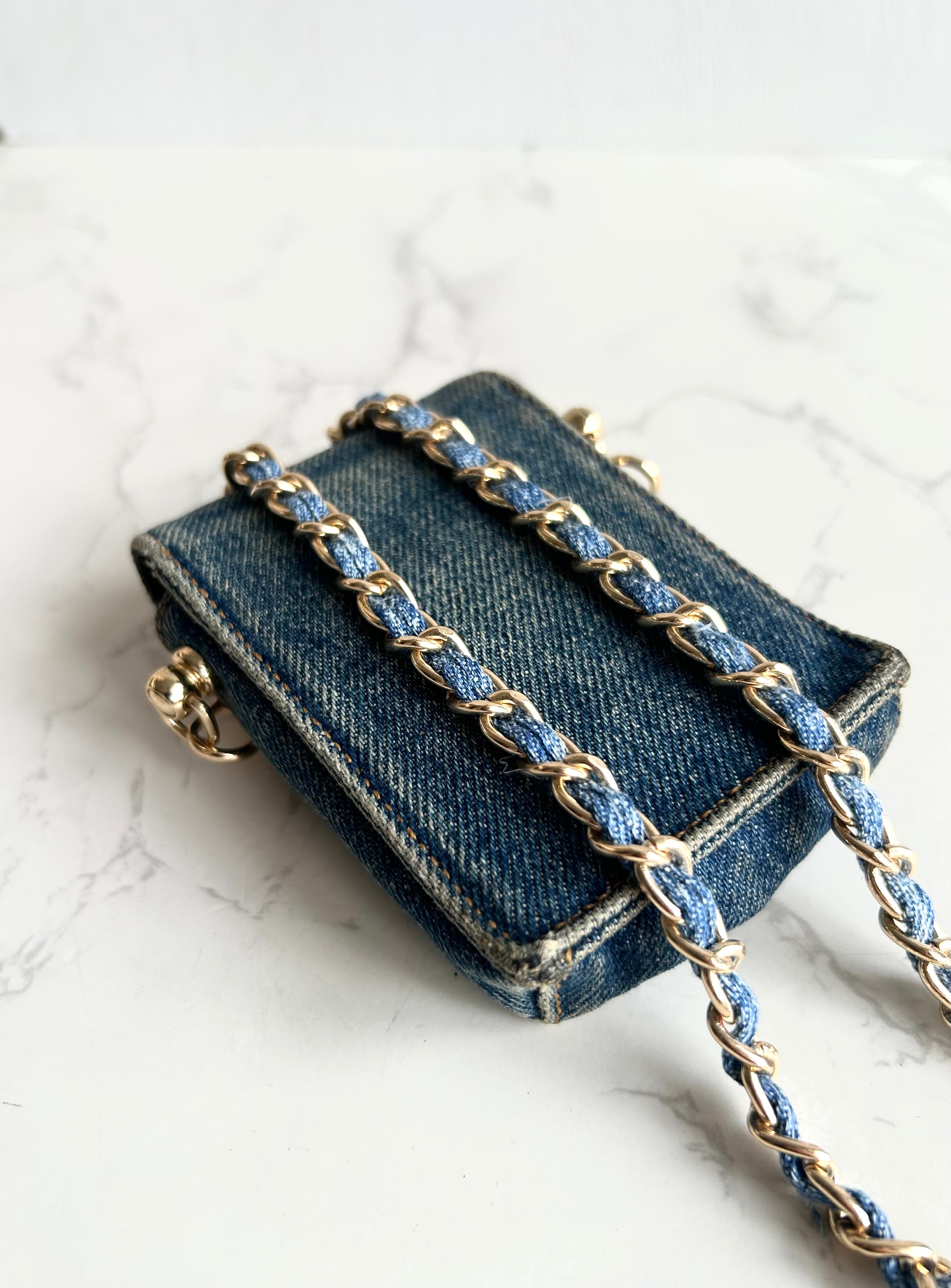 Chanel 牛仔布藍色斜背包 單肩包 側背包 中古包