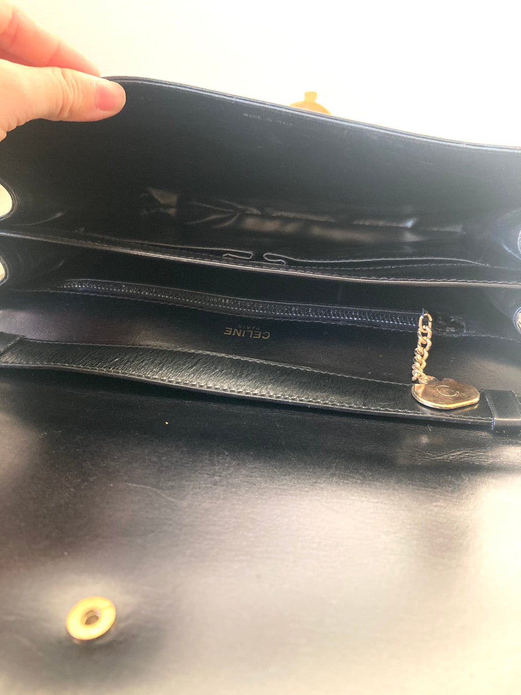 CELINE Black x Gold Horseshoe Shoulder / Crossbody Bag
