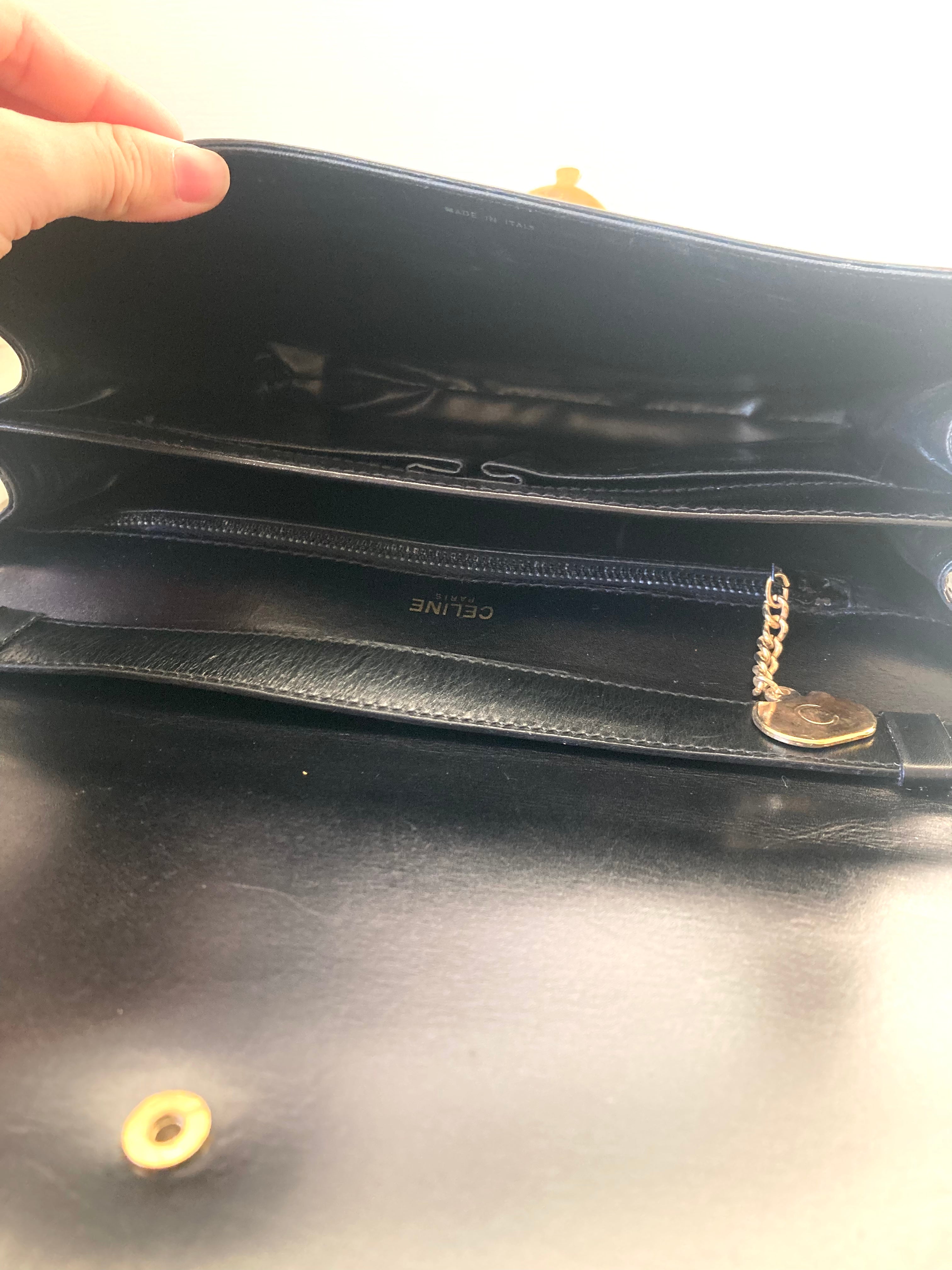 CELINE Black x Gold Horseshoe Shoulder / Crossbody Bag