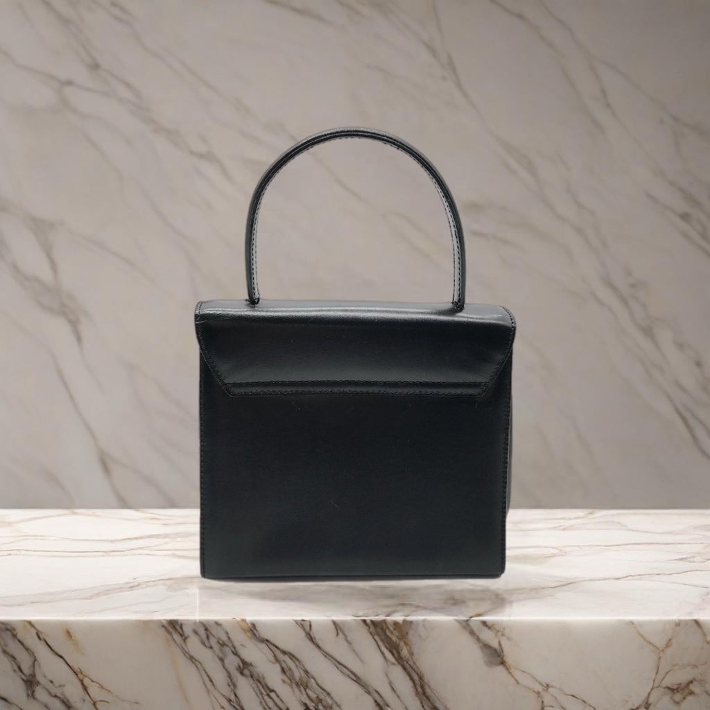 CELINE Rare Planet Black Gold Leather Kelly Handbag/Handbag