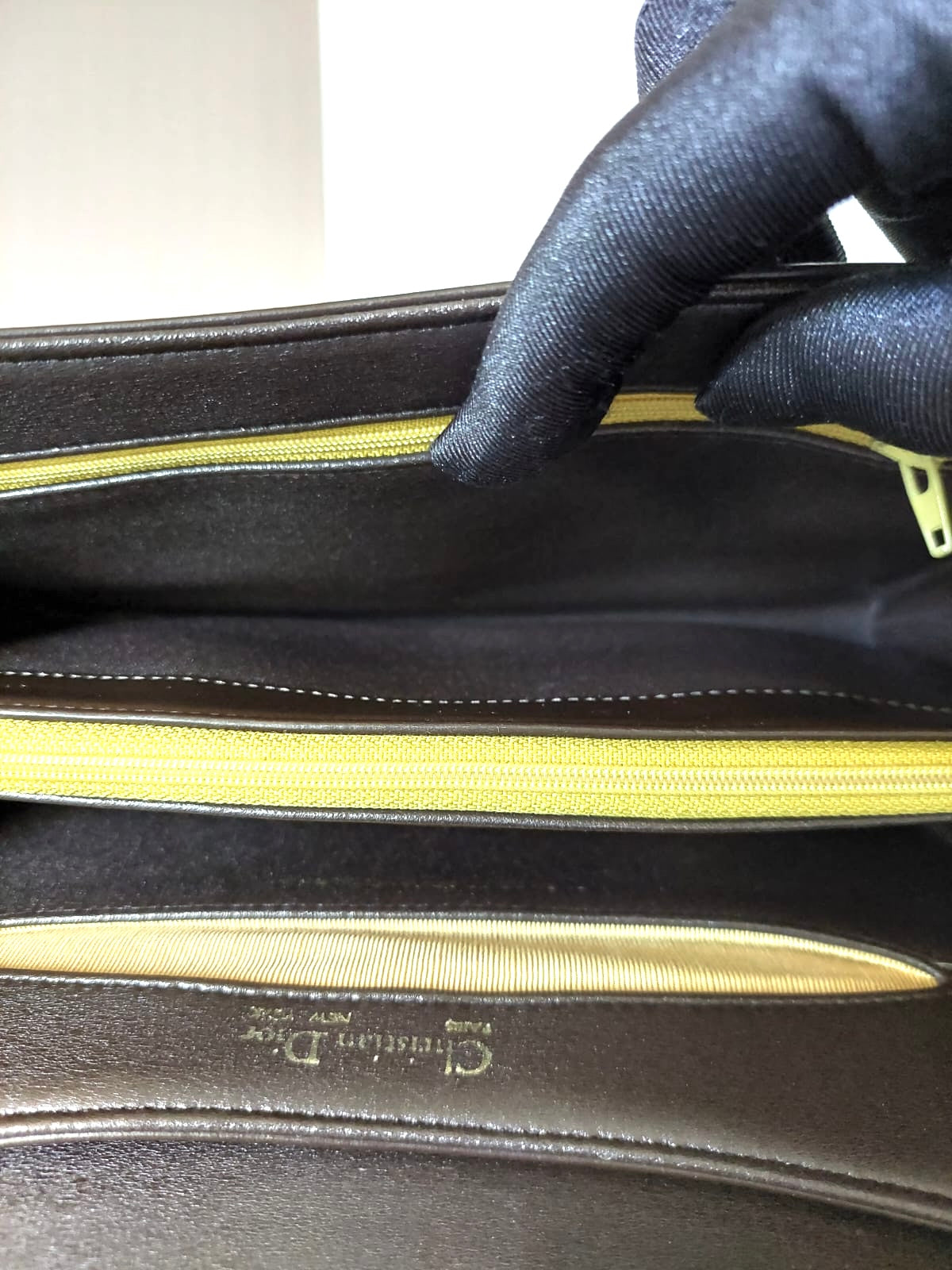 CHRISTIAN DIOR 稀有咖啡色皮革親子信封單肩包/側背包