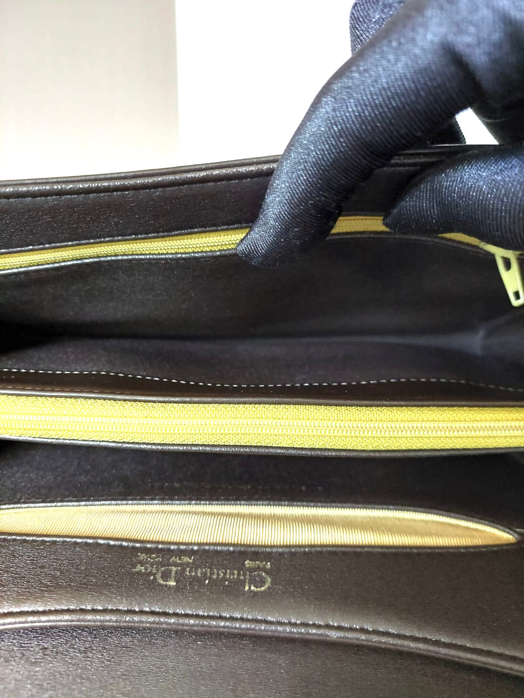 CHRISTIAN DIOR 稀有咖啡色皮革親子信封單肩包/側背包
