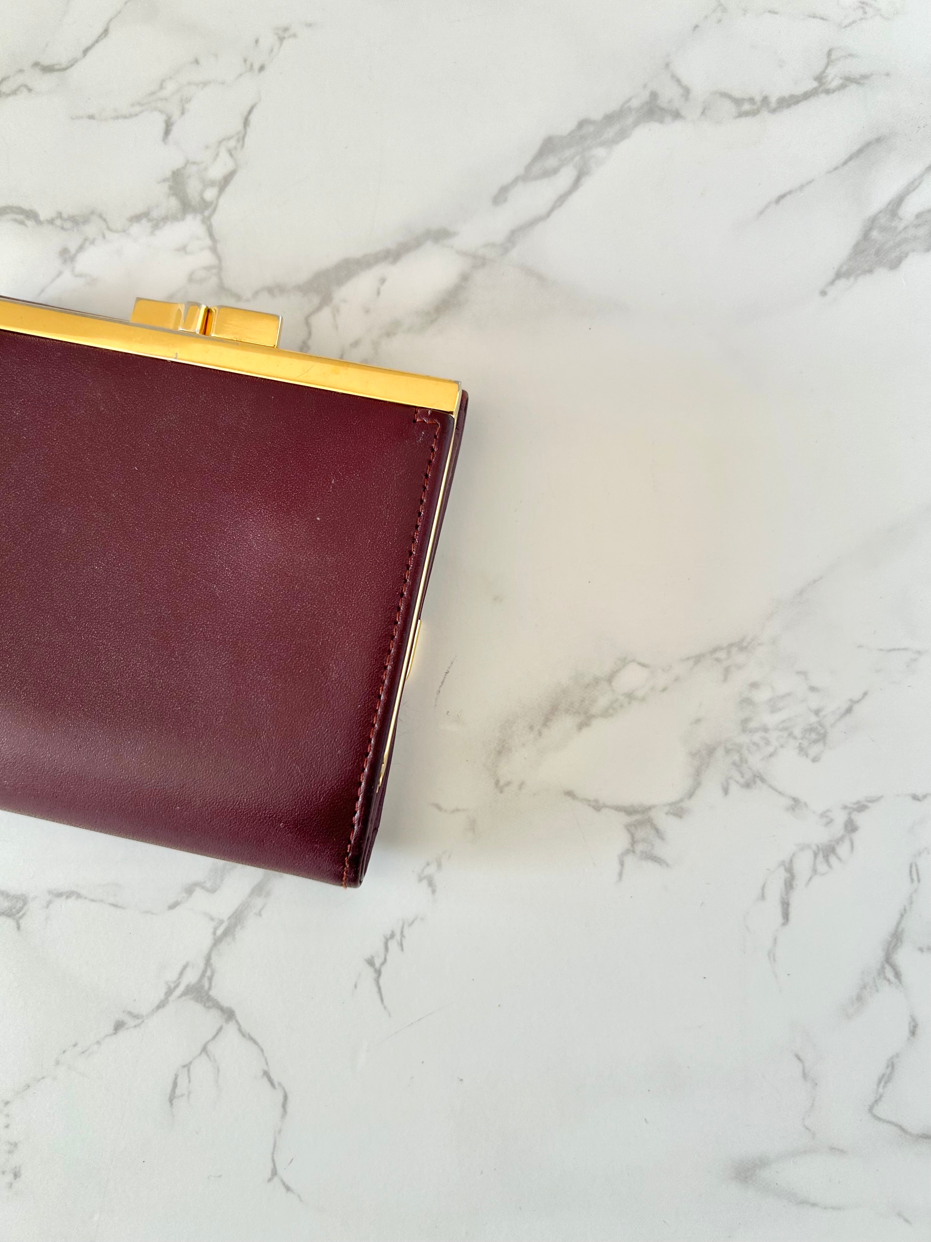 CARTIER Must de Cartier Burgundy Wallet/ Short Clip/ Coin Purse