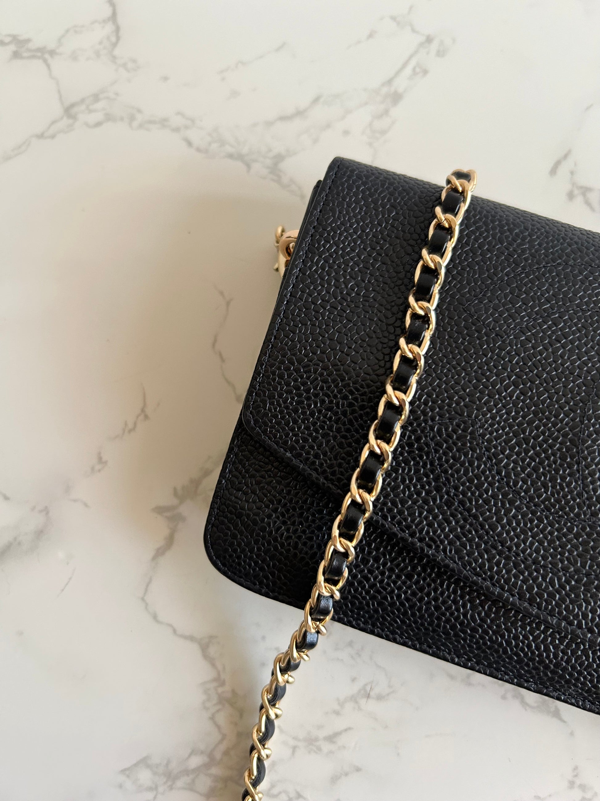 CHANEL Rare Black Caviar Chain WOC/Side Bag/Messenger Bag