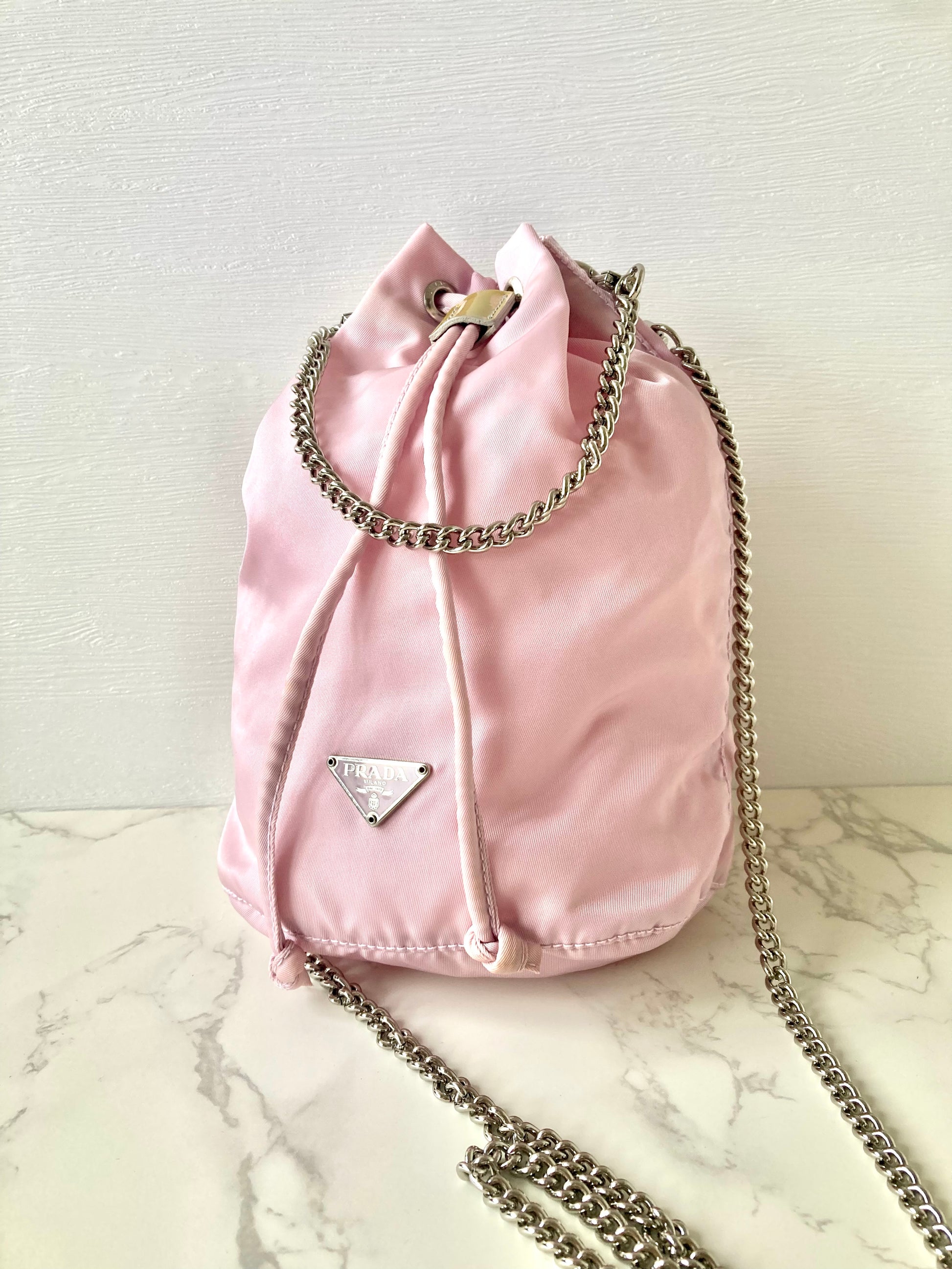PRADA Parachute Chain PInk Mini Bucket (Add-on)