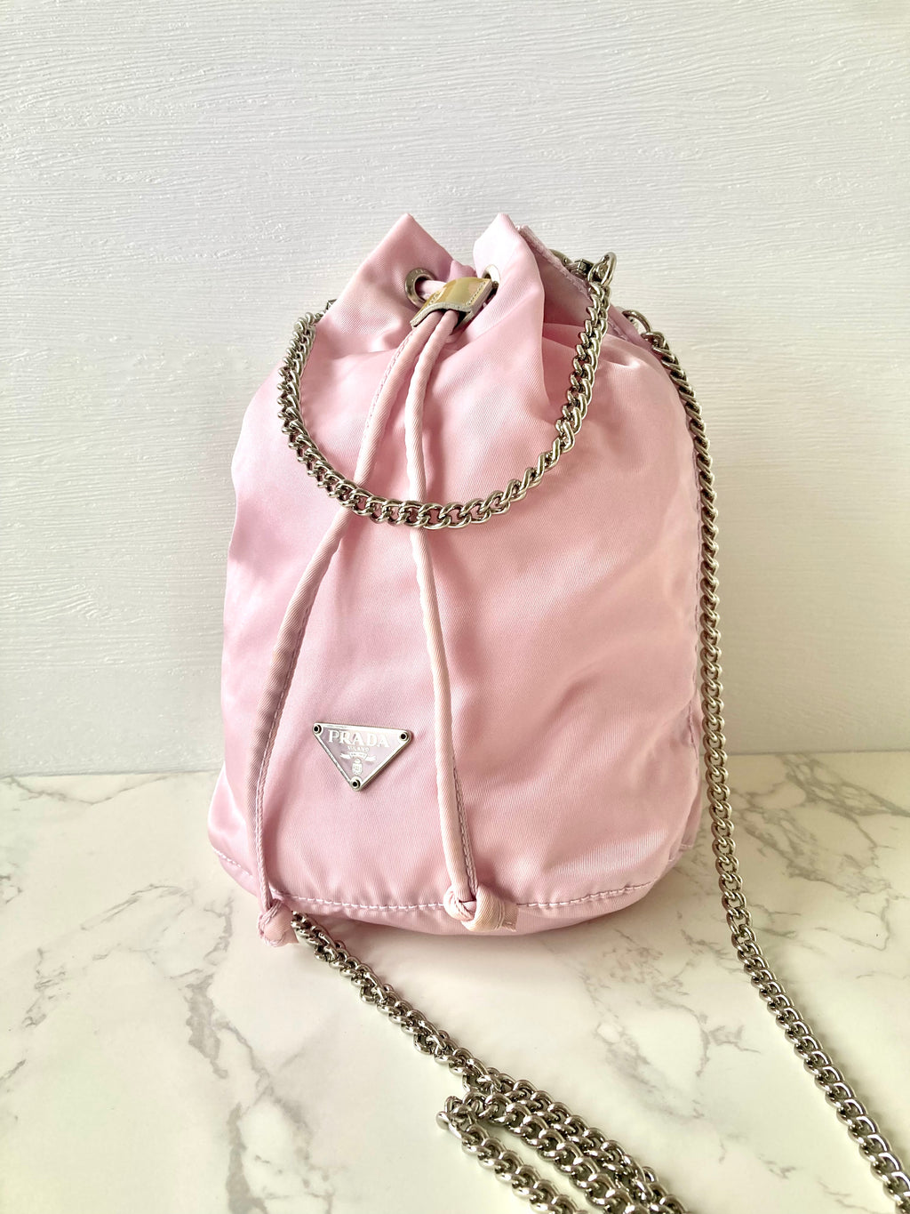 PRADA Parachute Chain PInk Mini Bucket (Add-on)