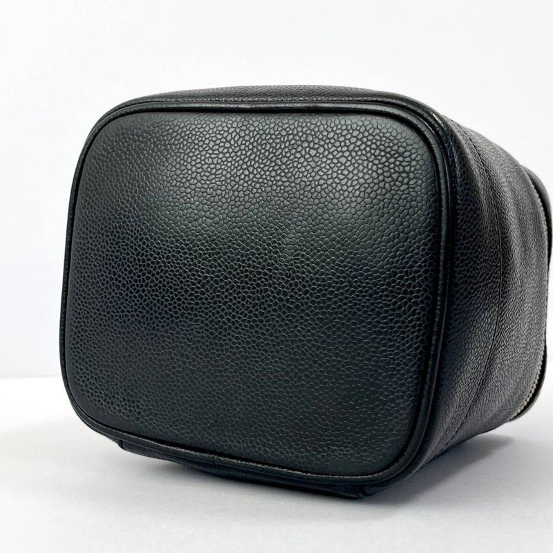 CHANEL Rare Vertical Black Caviar Leather Vanity Box/Side Bag/Messenger Bag/Clutch