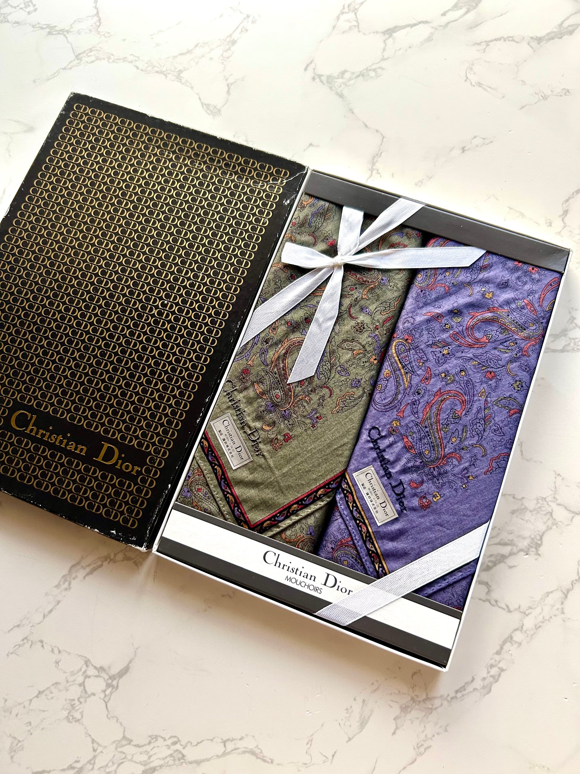 DIOR 未使用保存品•腰果花絲巾禮盒 - 一套2條· 新春禮品