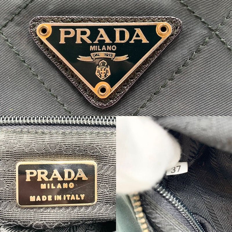 PRADA rare olive green gold triangle parachute chain shoulder bag / side bag